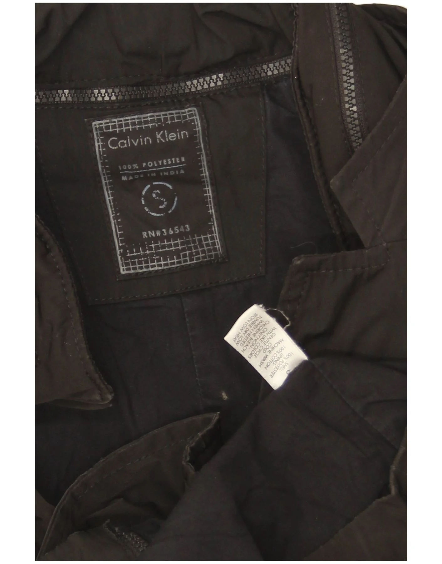 Calvin Klein Mens Military Hooded 2 Button Blazer Jacket UK 36 Small Black - Image 3