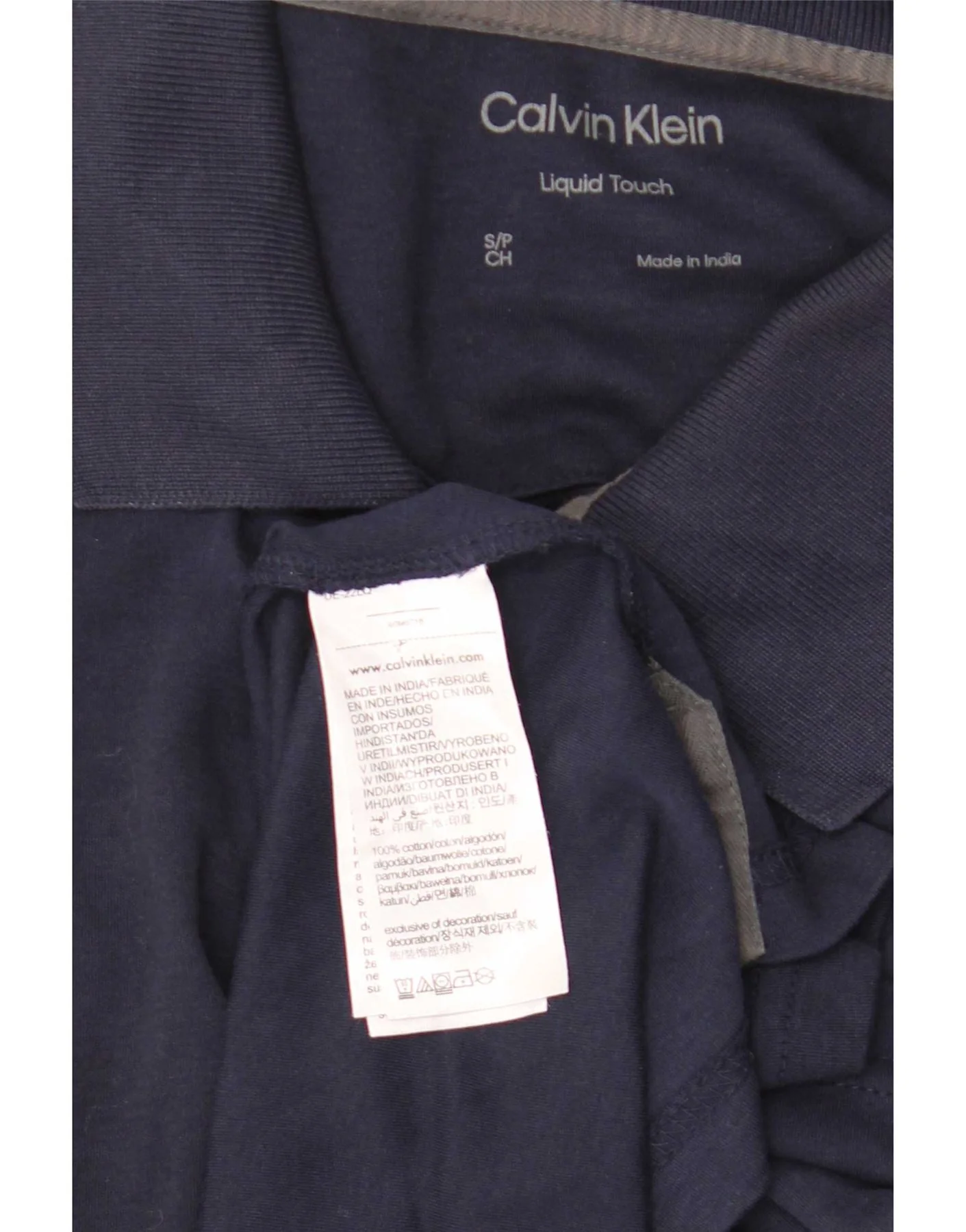 Calvin Klein Mens Polo Shirt Small Navy Blue Cotton - Image 3