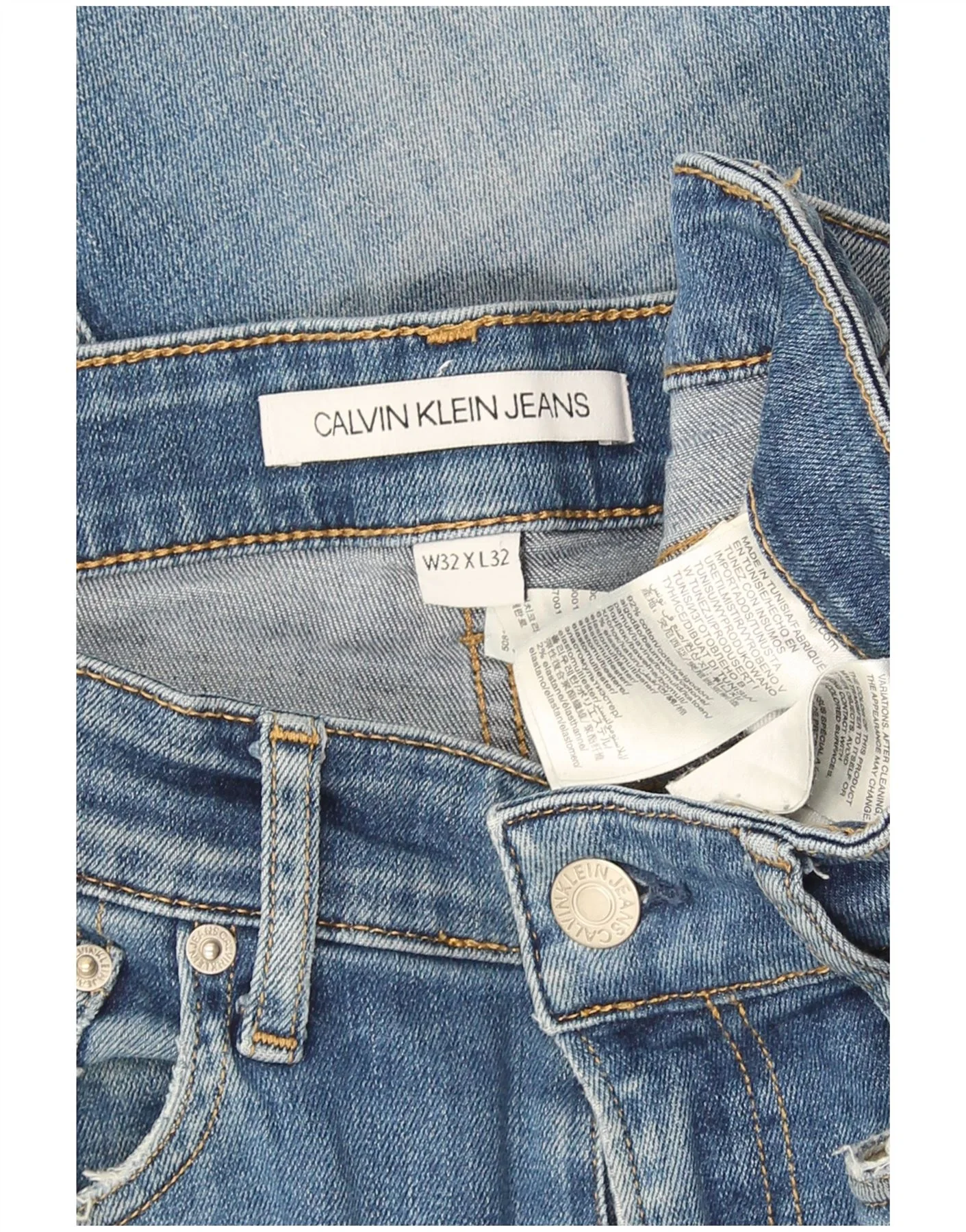 Calvin Klein Mens Skinny Jeans W32 L32 Blue Cotton - Image 3