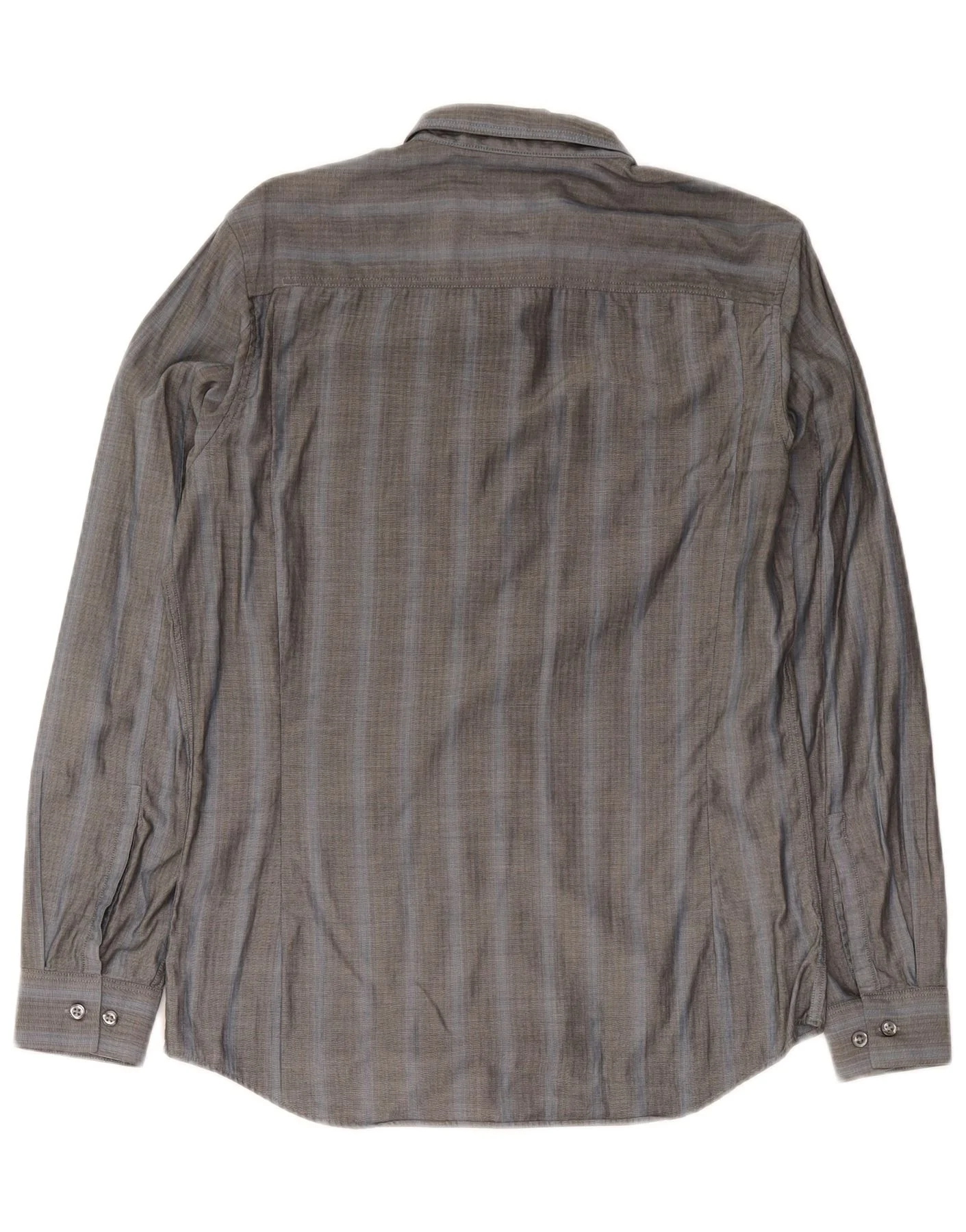 Calvin Klein Mens Slim Fit Shirt Small Grey Herringbone Cotton - Image 2