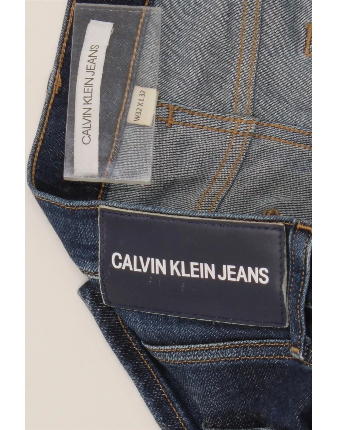 Calvin Klein Mens Slim Jeans W32 L32 Navy Blue Cotton - Image 3
