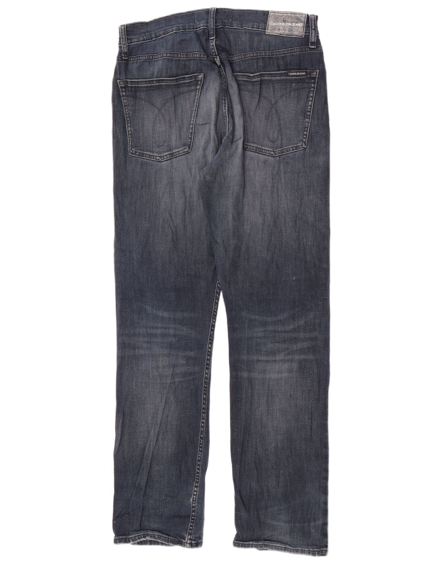 Calvin Klein Mens Straight Jeans W32 L32 Navy Blue Cotton - Image 2