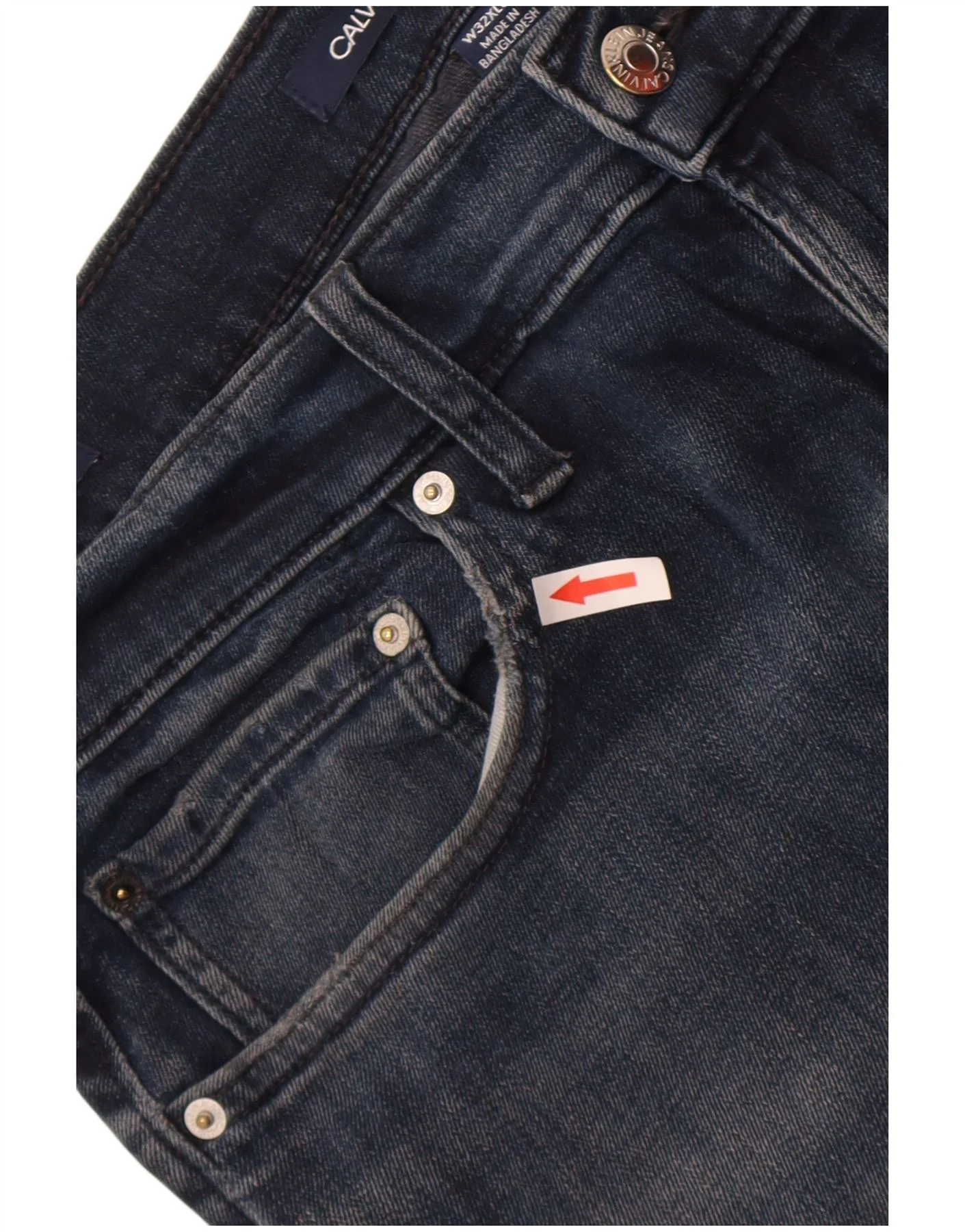 Calvin Klein Mens Straight Jeans W32 L32 Navy Blue Cotton - Image 3