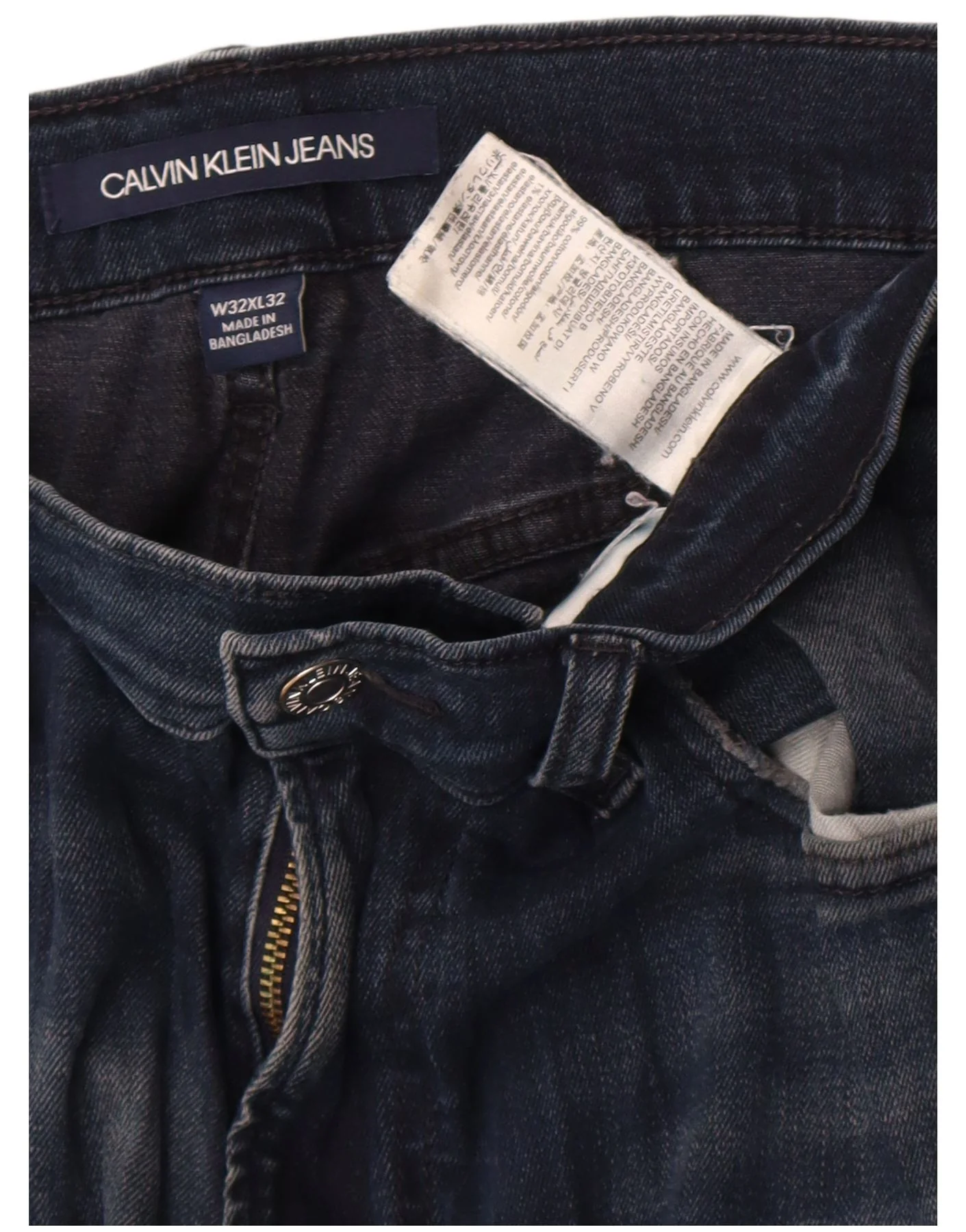 Calvin Klein Mens Straight Jeans W32 L32 Navy Blue Cotton - Image 4