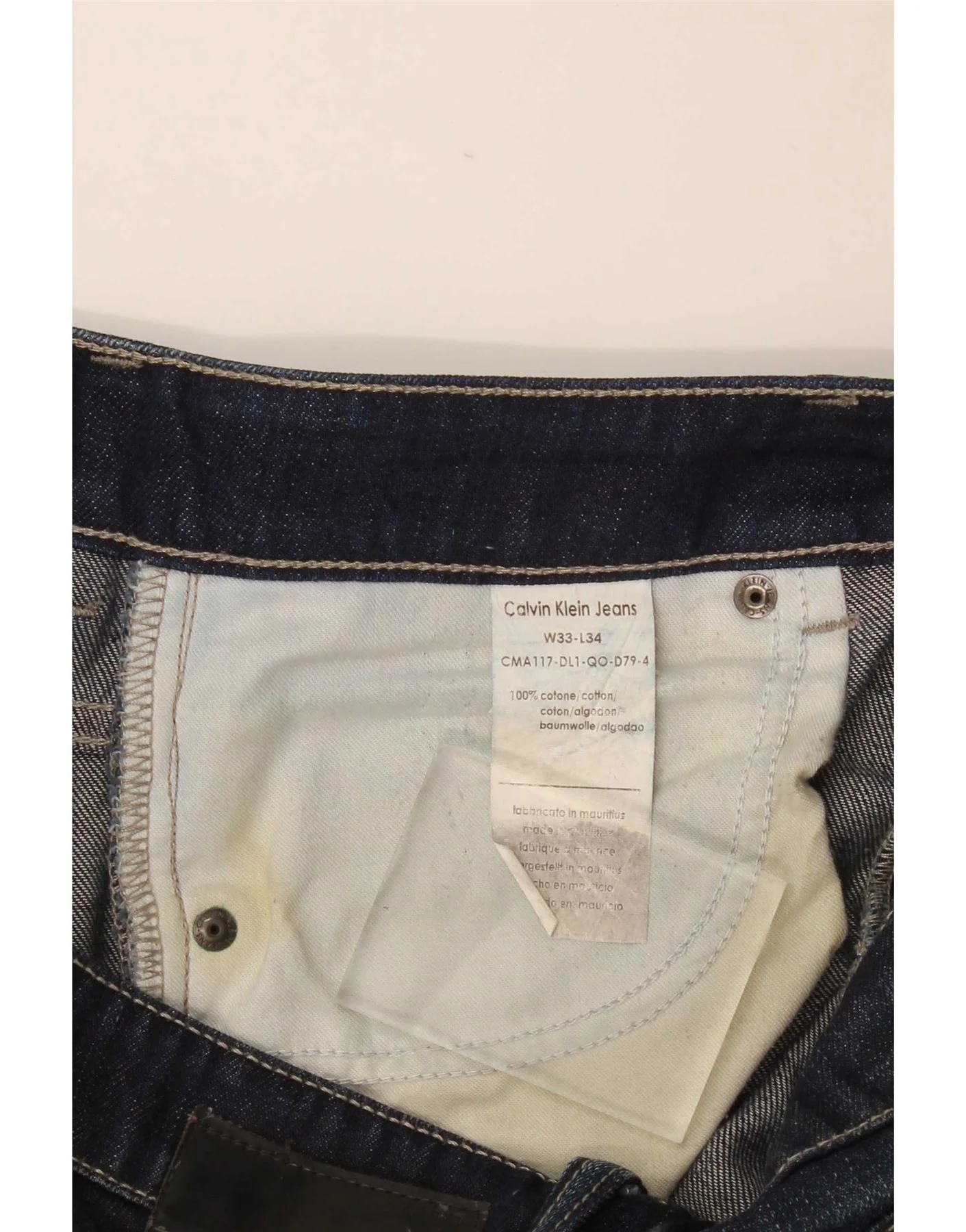 Calvin Klein Mens Straight Jeans W33 L34 Navy Blue Cotton - Image 4