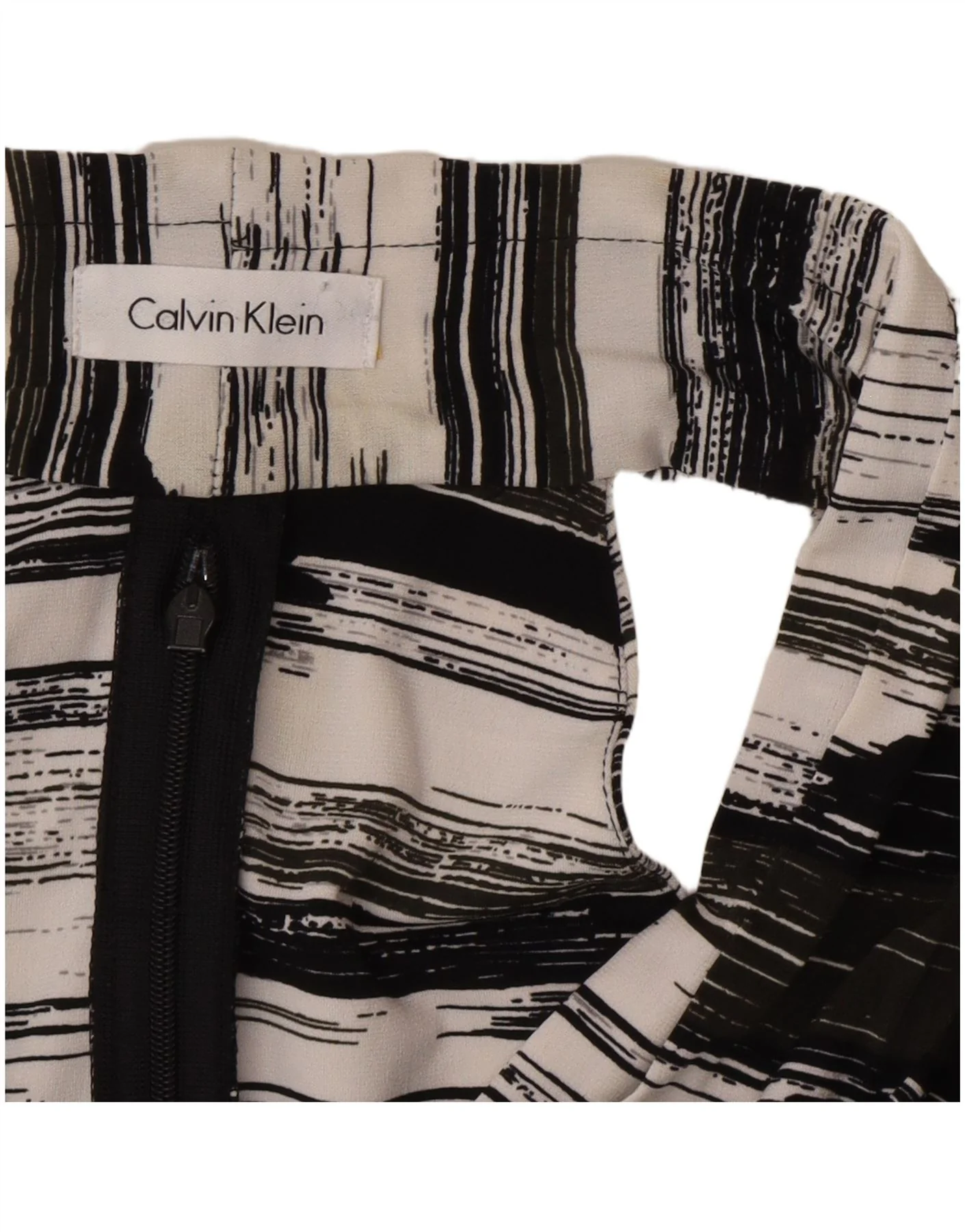 Calvin Klein Womens A-Line Dress UK 10 Small Black Striped Modern - Image 3