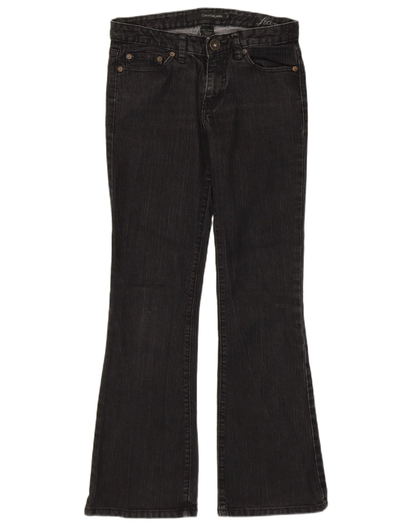 CALVIN KLEIN Womens Flared Jeans US 2 XS W26 L28 Black Cotton