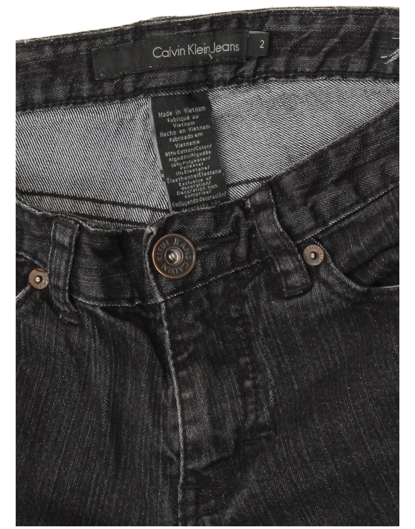 CALVIN KLEIN Womens Flared Jeans US 2 XS W26 L28 Black Cotton - Image 3
