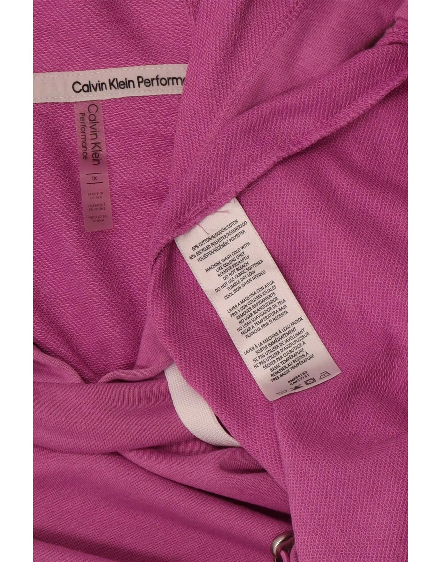 Calvin Klein Womens Graphic Hoodie Jumper UK 18 XL Pink Colourblock - Image 3