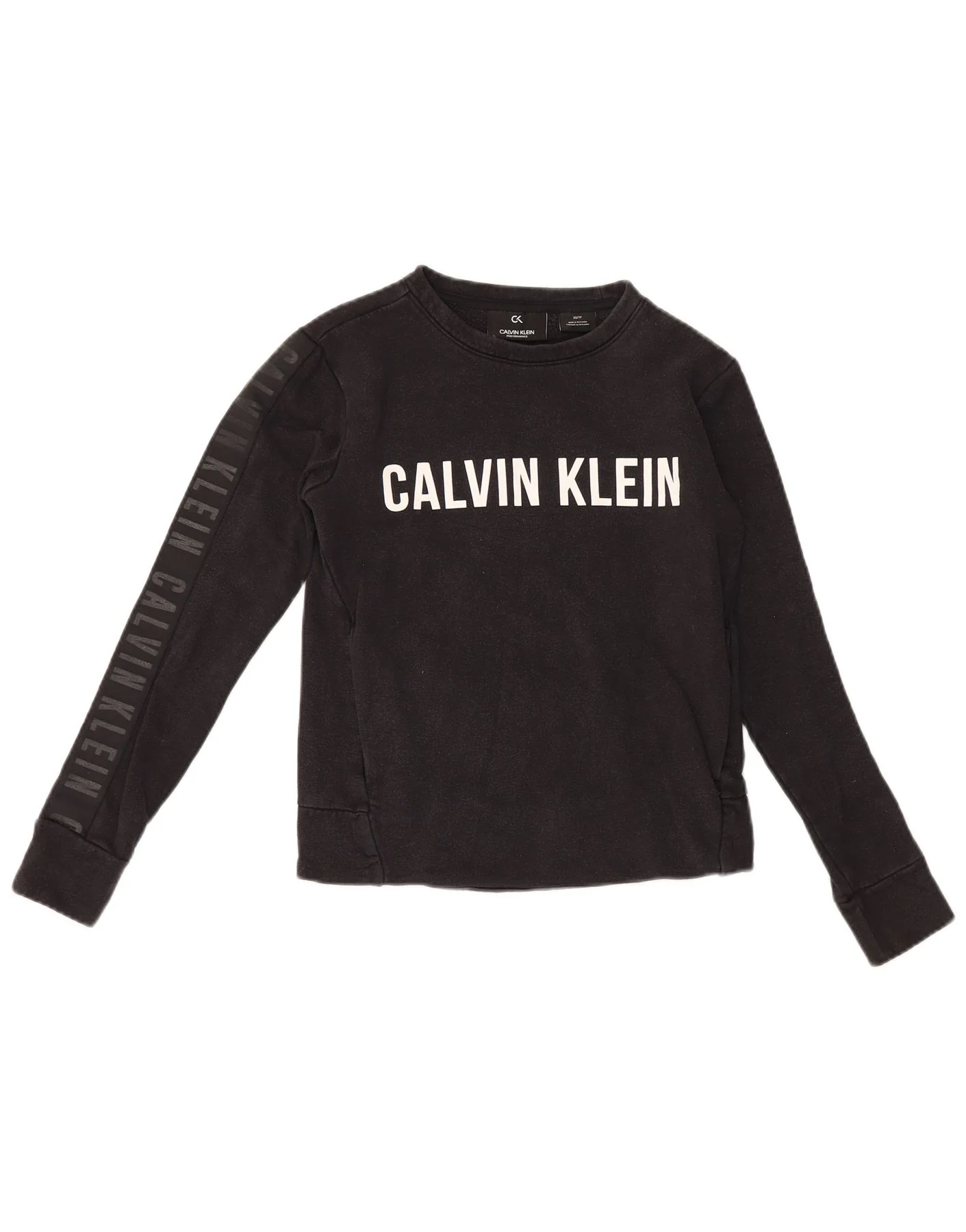 Calvin Klein Womens Graphic Oversized Sweatshirt Jumper UK 6 XS Black