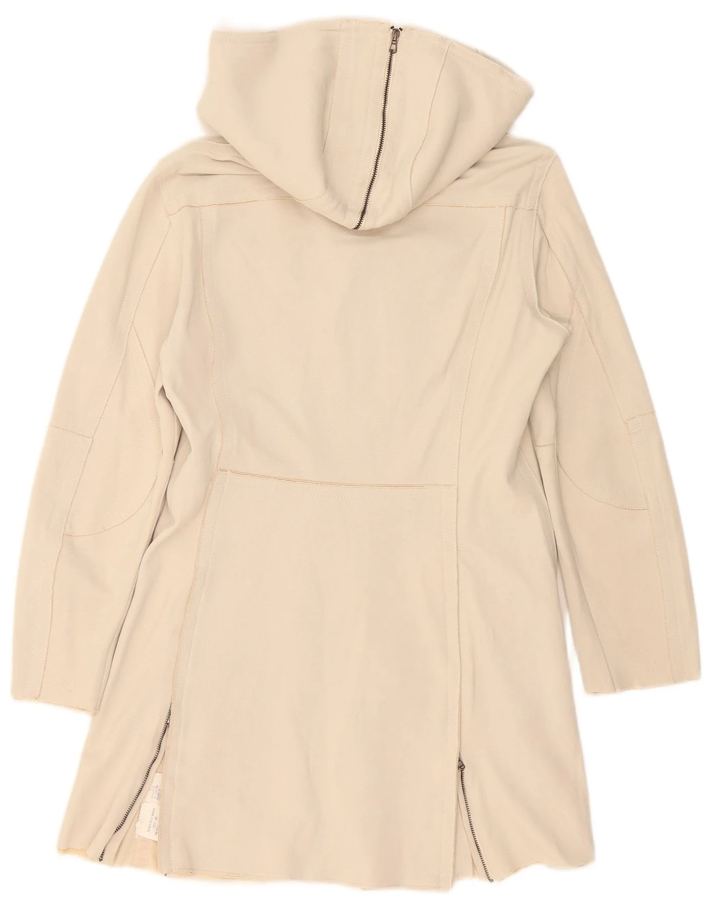 Calvin Klein Womens Hooded Overcoat UK 6 XS Beige Polyamide - Image 2