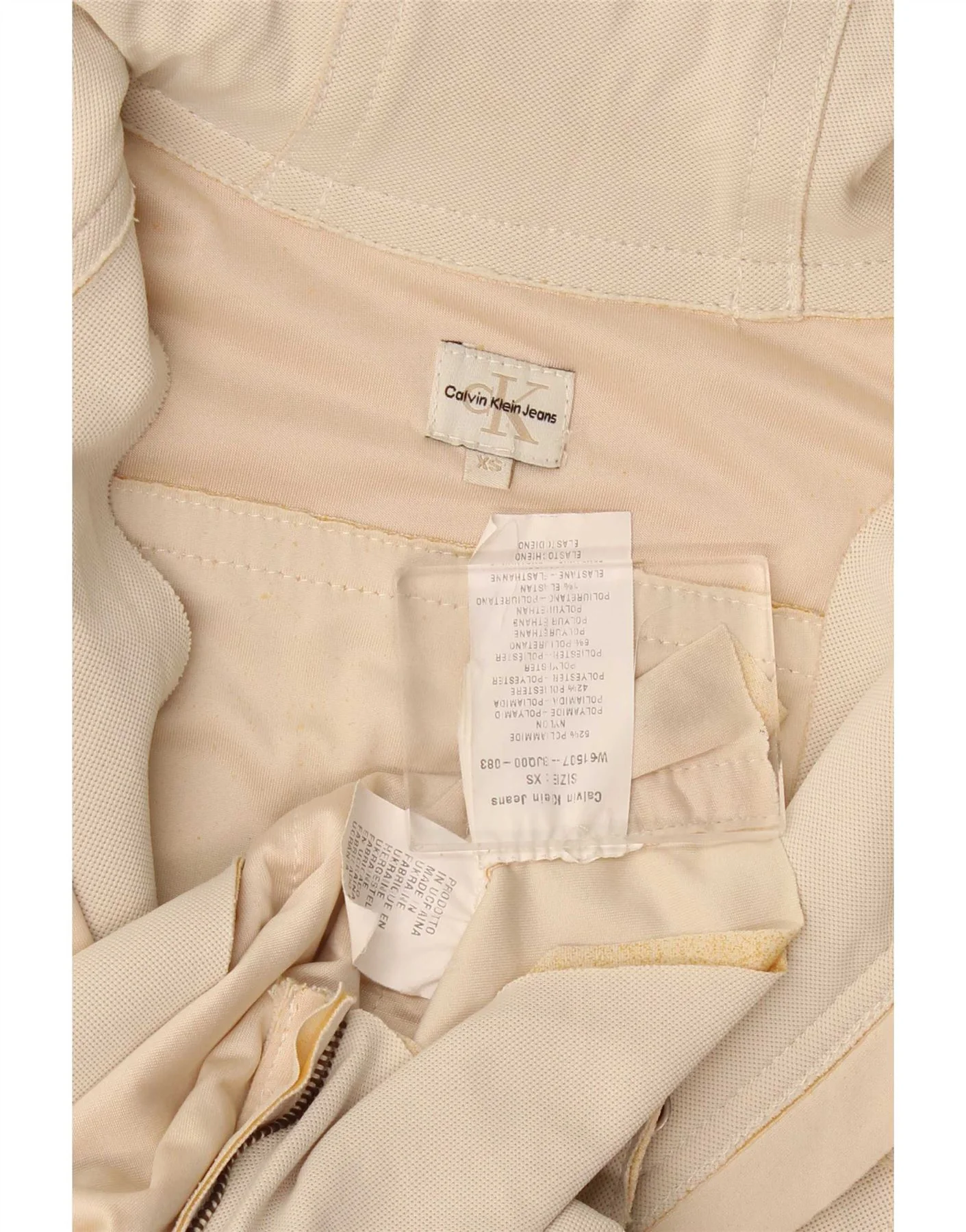 Calvin Klein Womens Hooded Overcoat UK 6 XS Beige Polyamide - Image 3