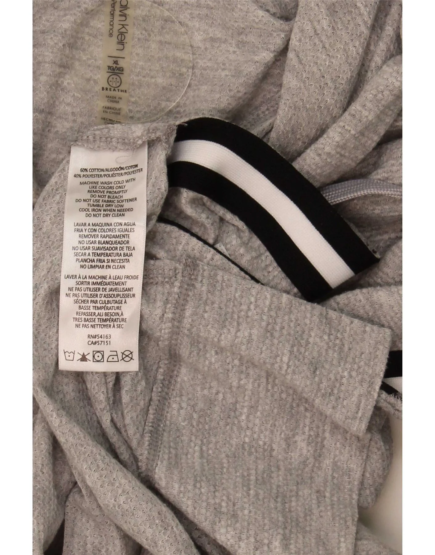 Calvin Klein Womens Loose Fit Hoodie Jumper UK 18 XL Grey Striped Cotton - Image 3