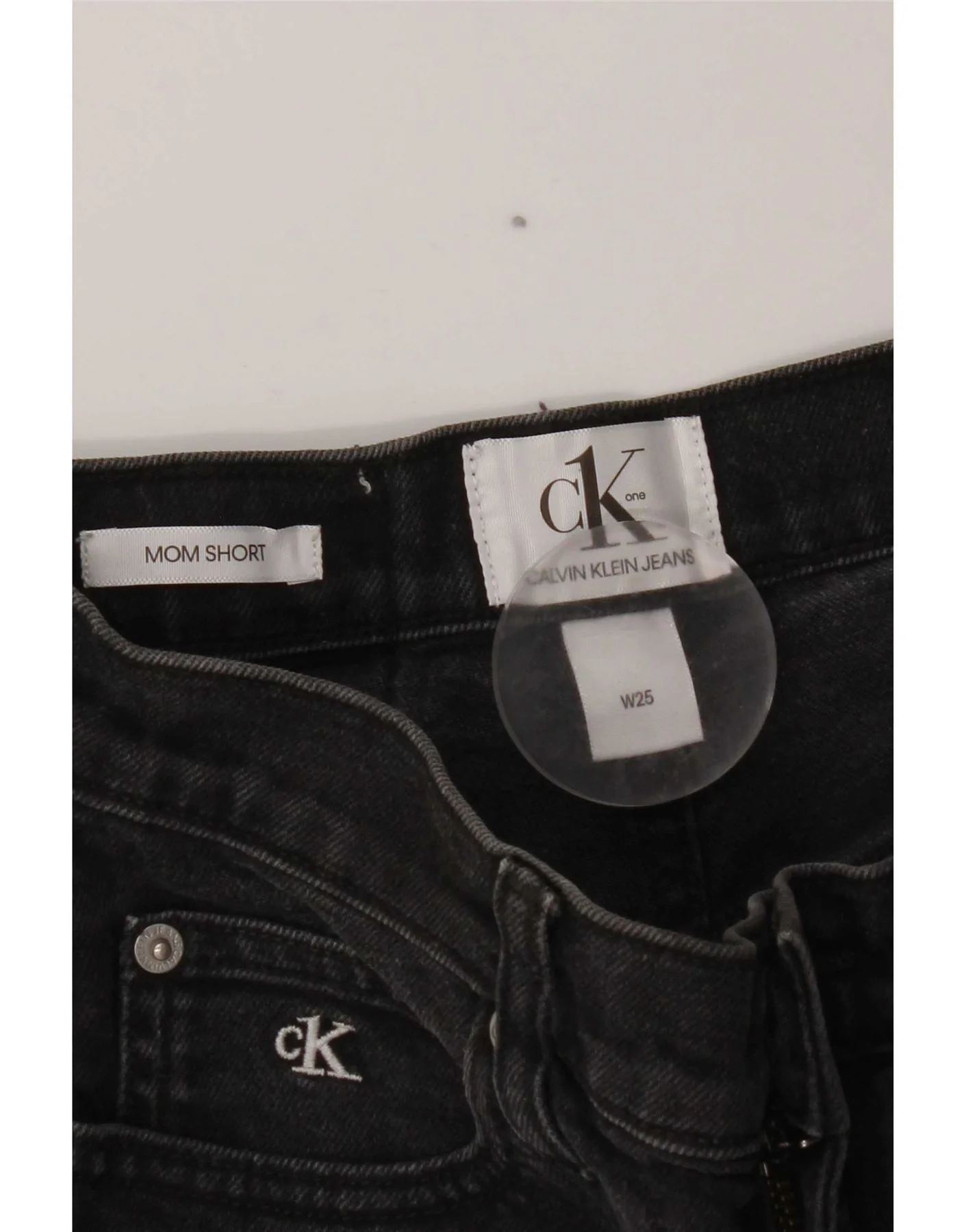 Calvin Klein Womens Mom High Waist Denim Shorts W25 XS Black - Image 3