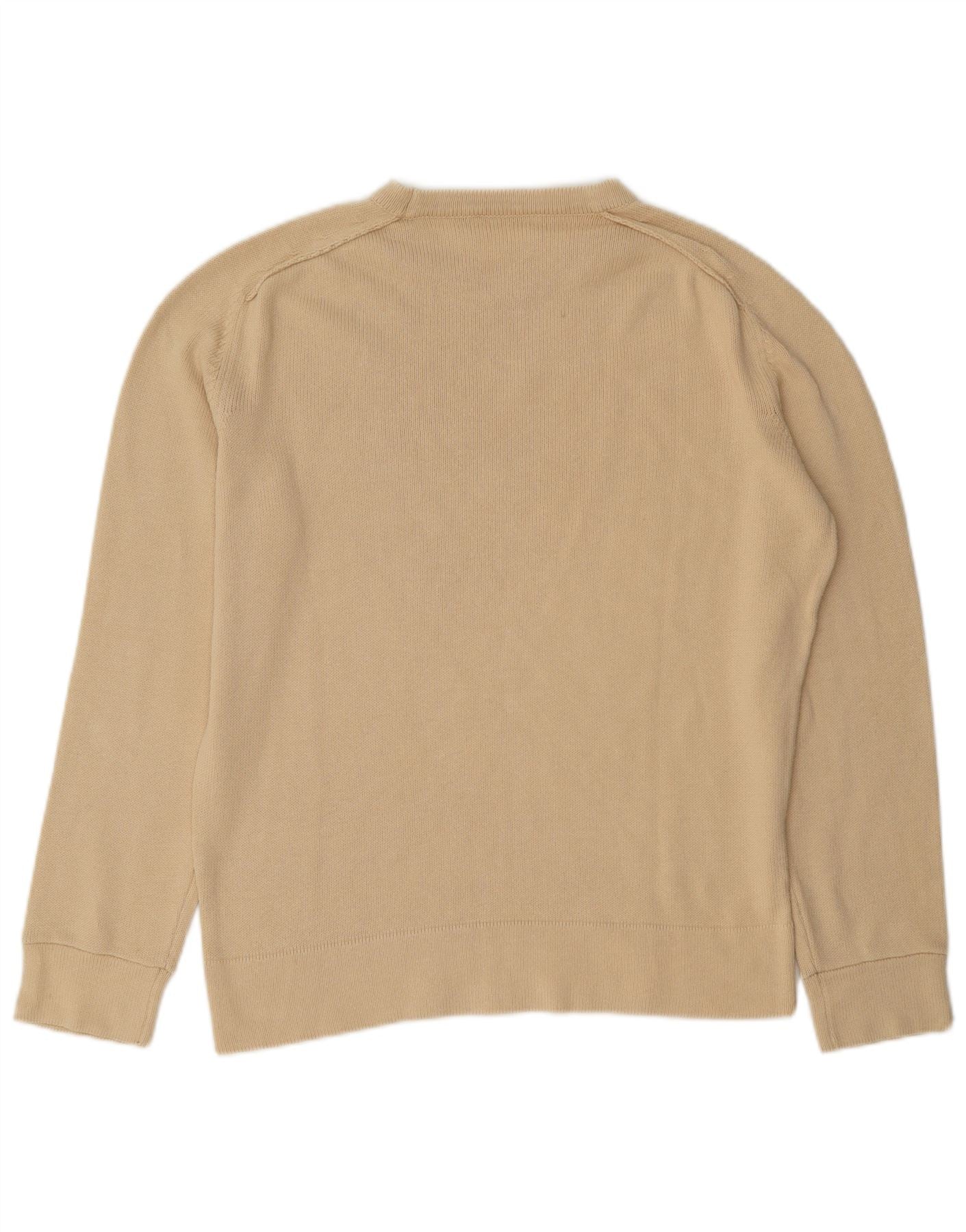 Calvin Klein Womens Regular Fit Crew Neck Jumper Sweater UK 12 Medium Beige - Image 2
