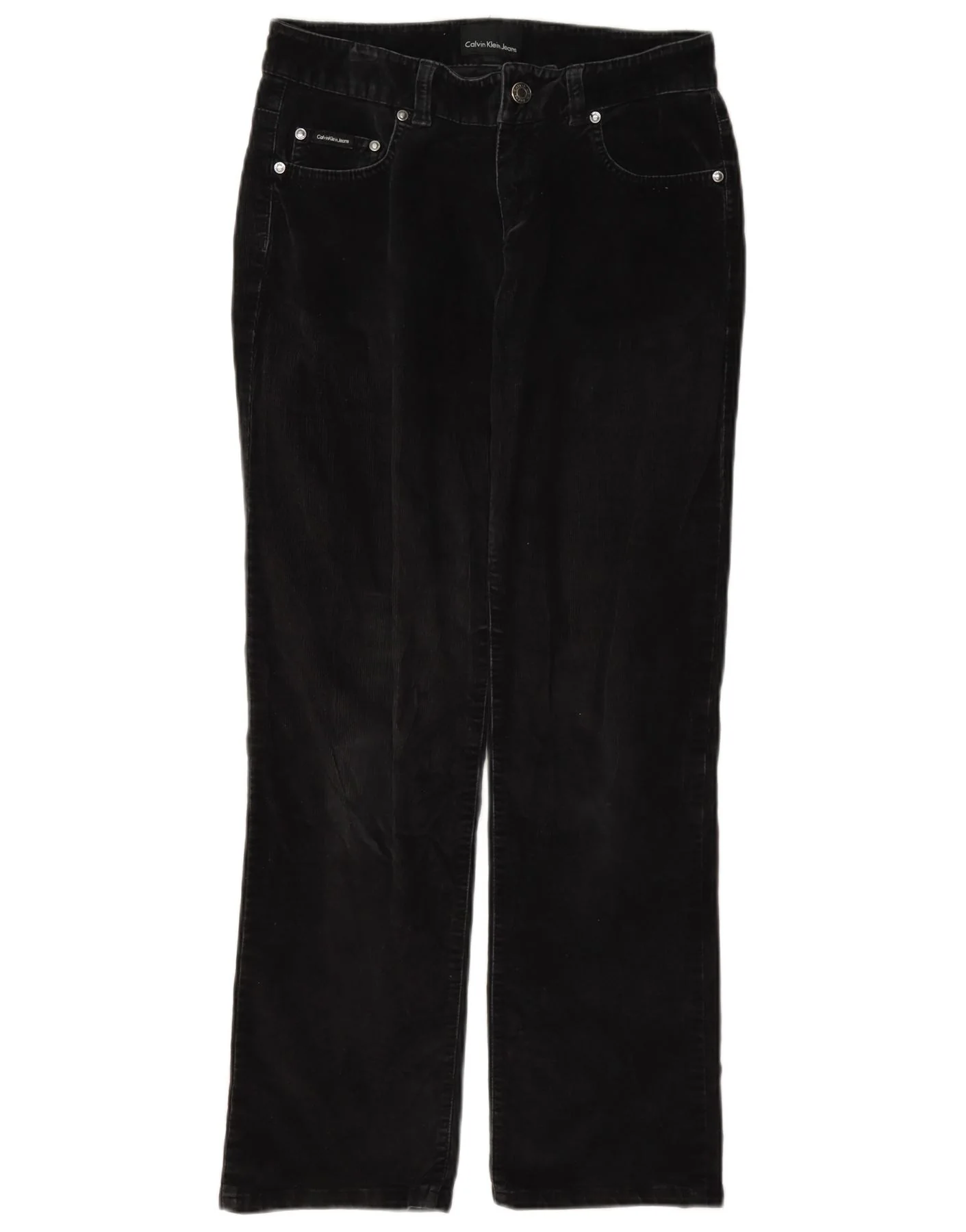 Calvin Klein Womens Straight Corduroy Trousers W27 L28 Black Cotton