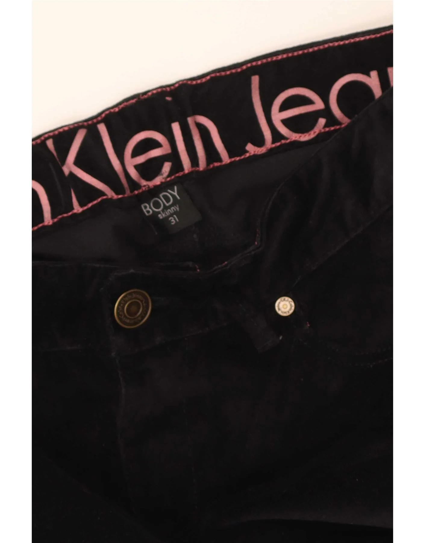 Calvin Klein Womens Velvet Skinny Casual Trousers W31 L31 Black - Image 3