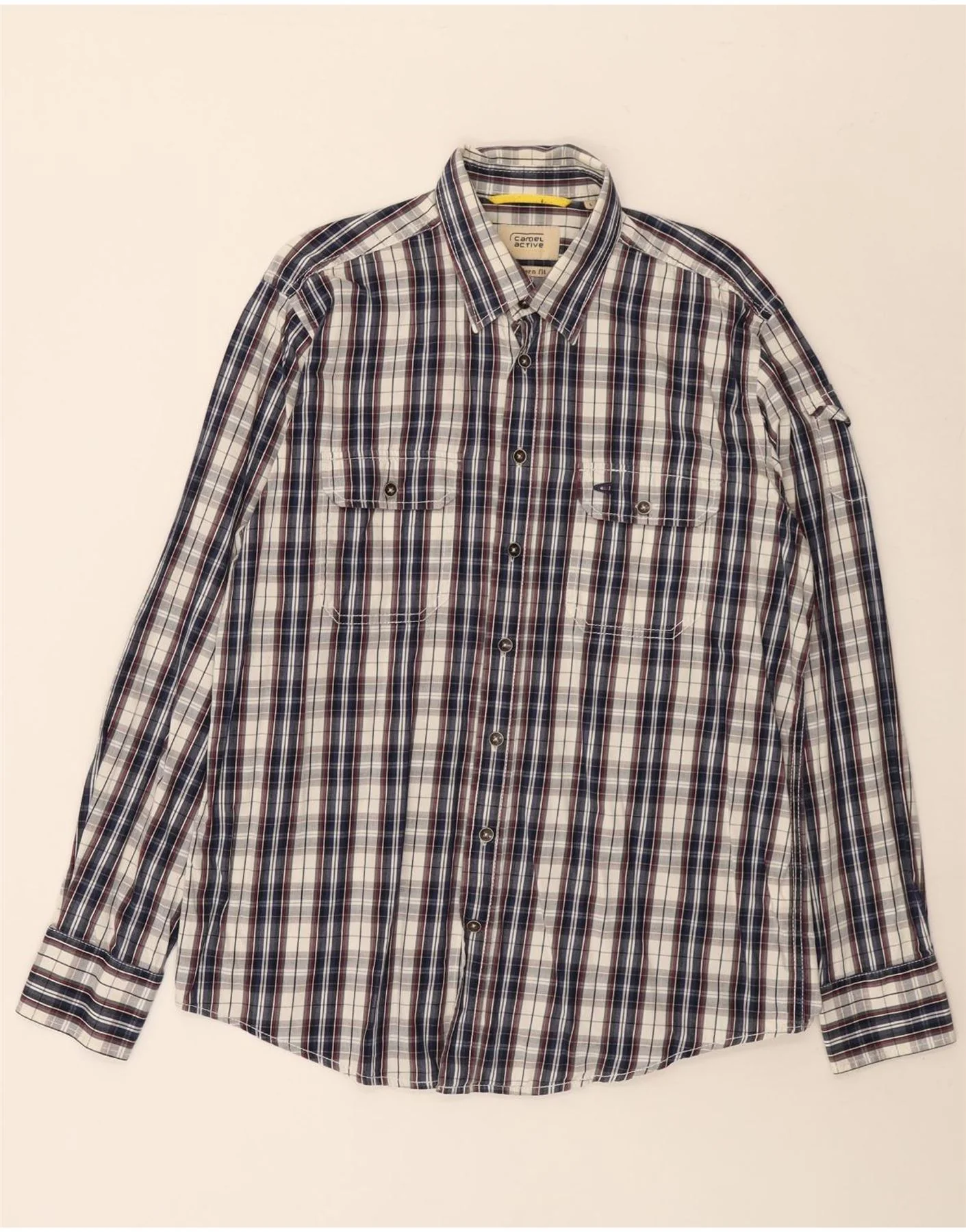 Camel Active Mens Shirt Large Blue Check Cotton