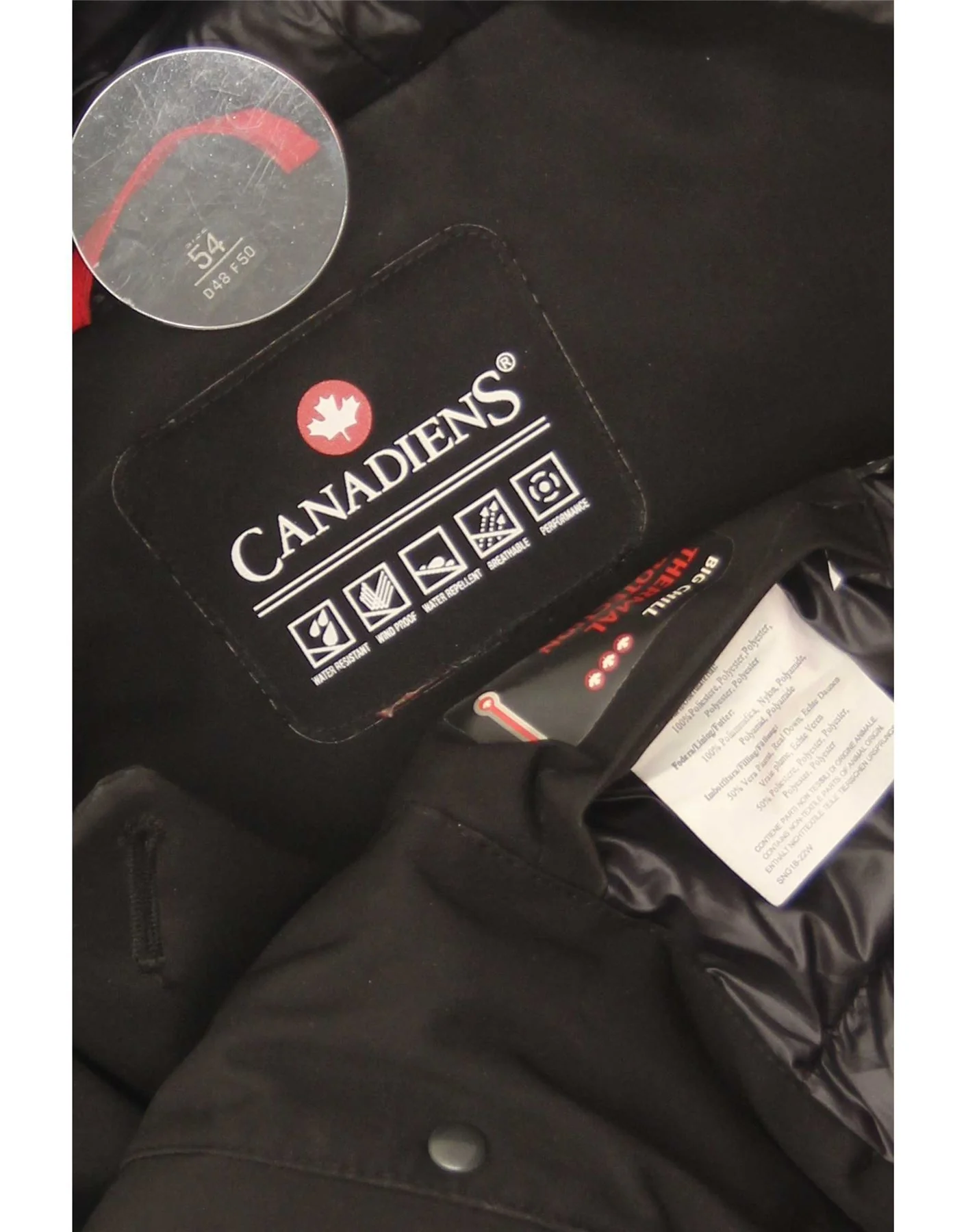Canadian Womens Hooded Overcoat IT 54 3XL Black Polyester - Image 3