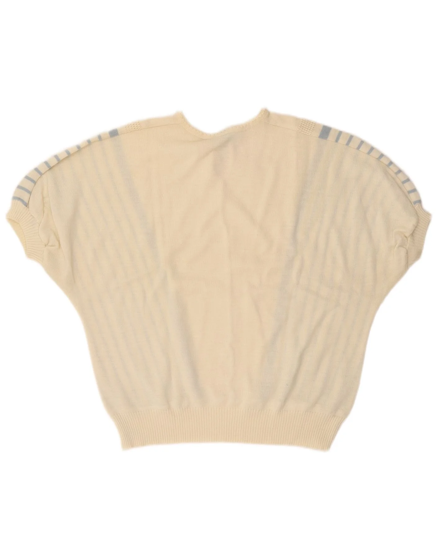 CANDA Womens Crop Crew Neck Jumper Sweater EU 44 XL Off White Striped - Image 2