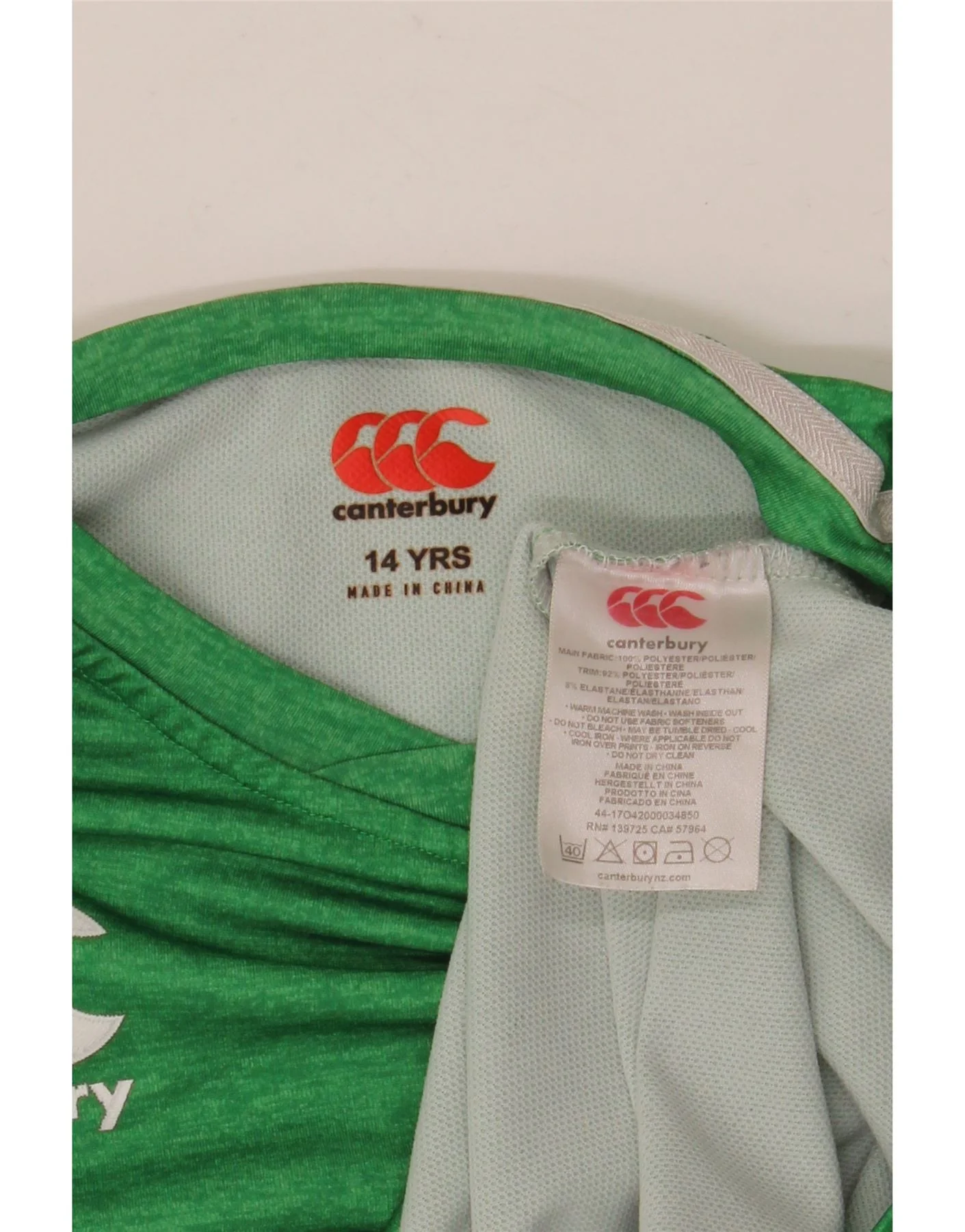 Canterbury Boys Ireland Graphic T-Shirt Top 13-14 Years Green Colourblock - Image 3