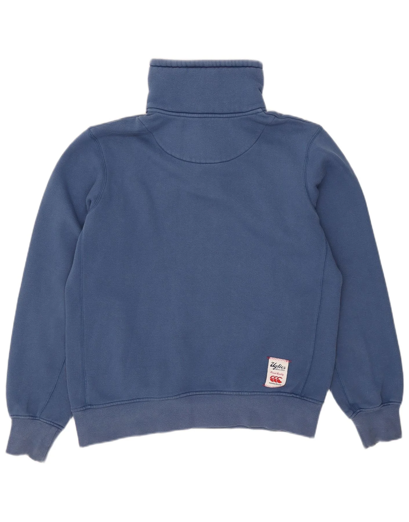 Canterbury Mens Button Neck Sweatshirt Jumper Medium Blue Cotton - Image 2