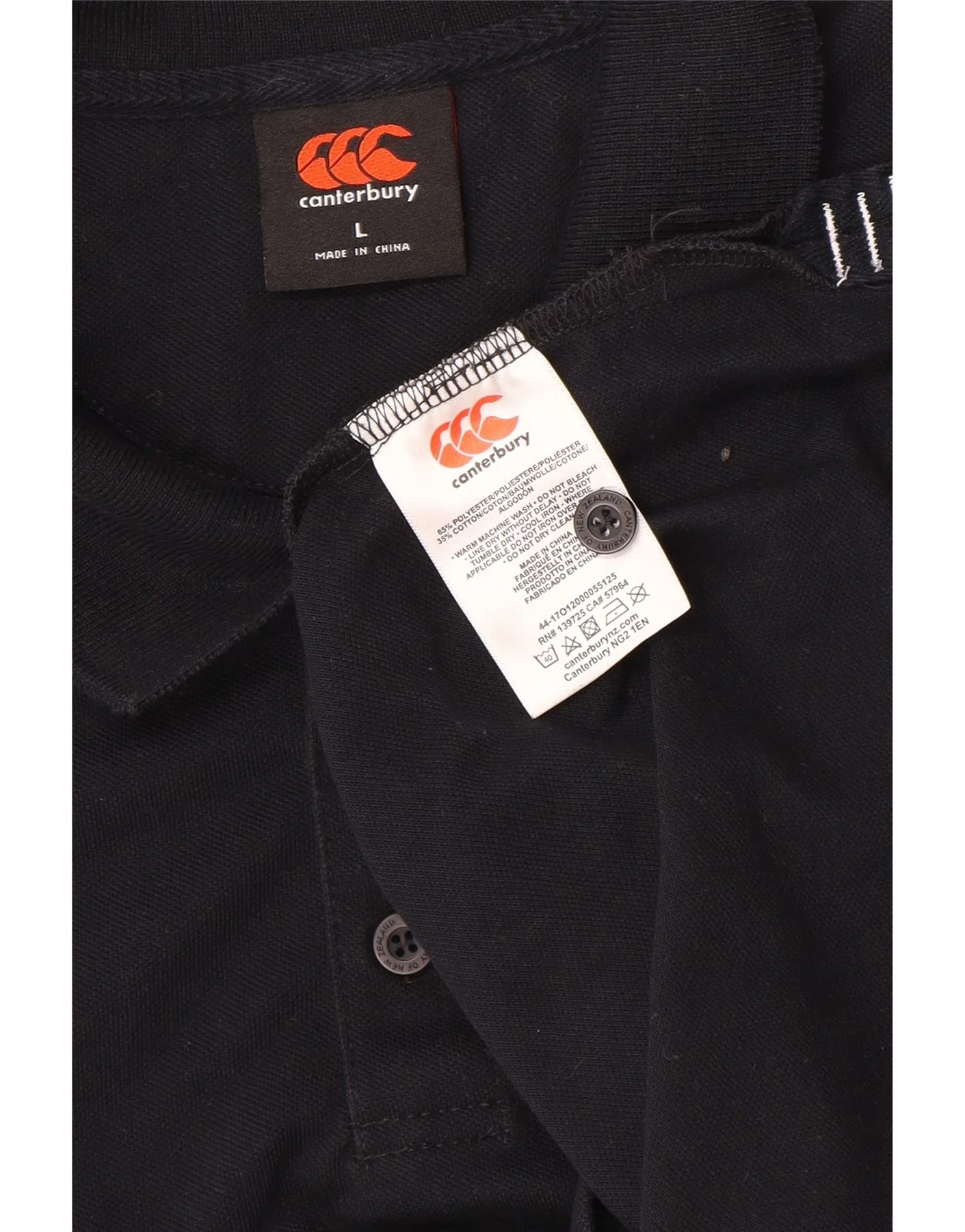 Canterbury Mens Polo Shirt Large Black Polyester - Image 3