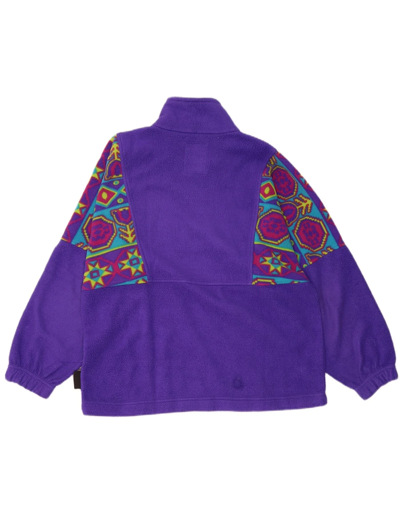 Cape Horn Mens Zip Neck Fleece Jumper Medium Purple Geometric - Image 2