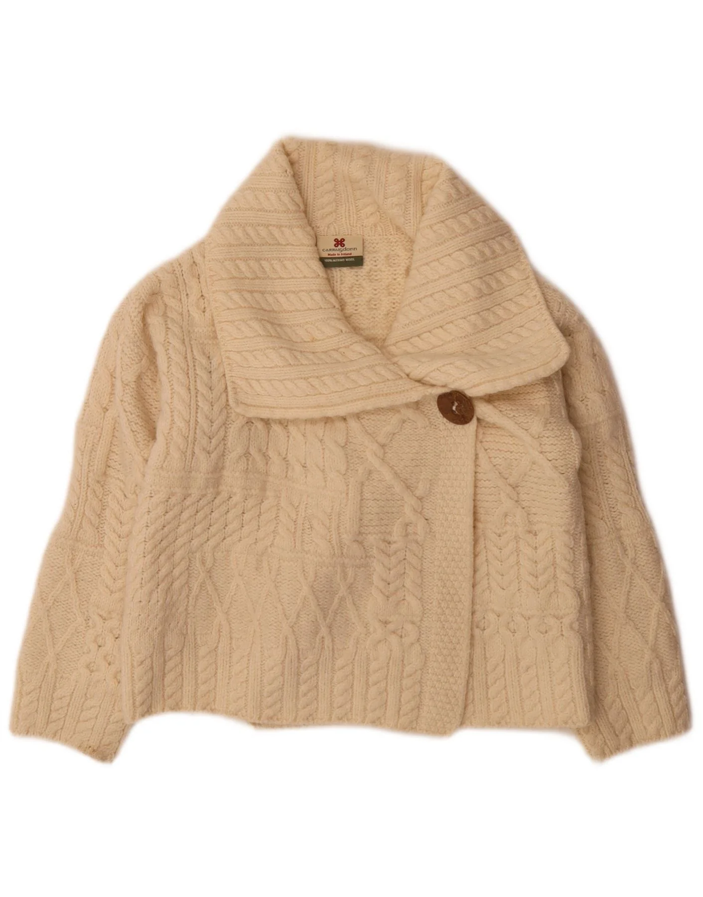 Carraig Donn Womens Relaxed Fit Cardigan Sweater UK 4 XS Off White