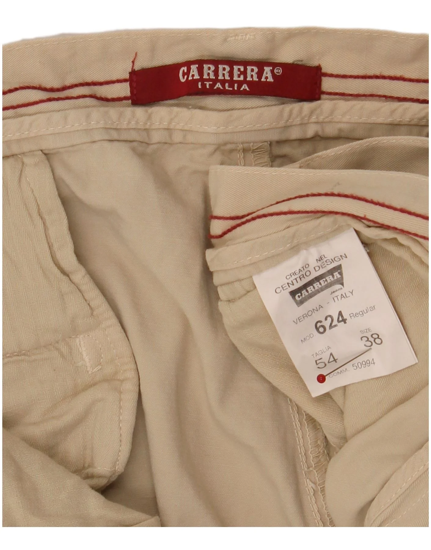 Carrera Mens 624 Straight Chino Trousers W38 L31 Beige Cotton - Image 4