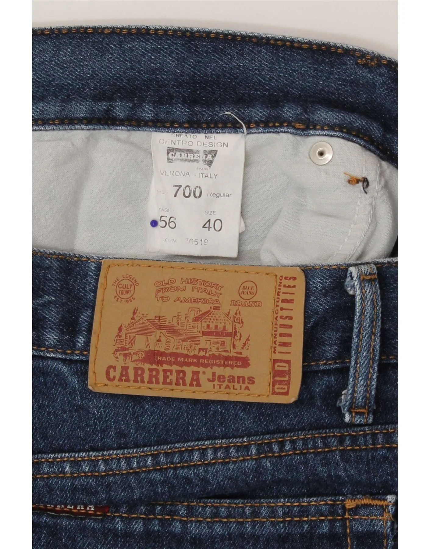 Carrera Mens 700 Regular Straight Jeans W40 L30 Blue Cotton Classic - Image 3