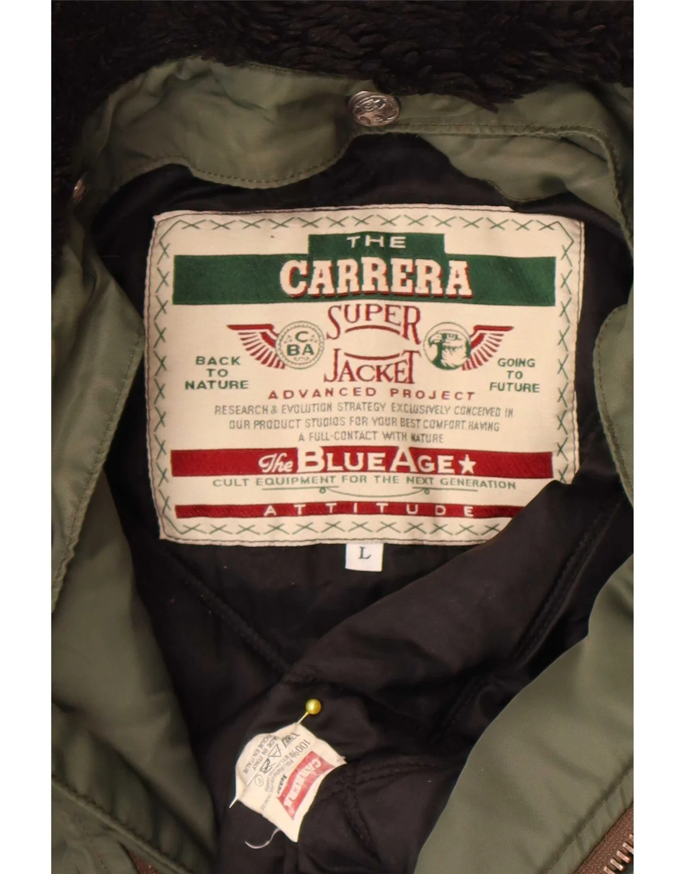 Carrera Mens Bomber Jacket UK 40 Large Khaki Colourblock Polyamide - Image 8