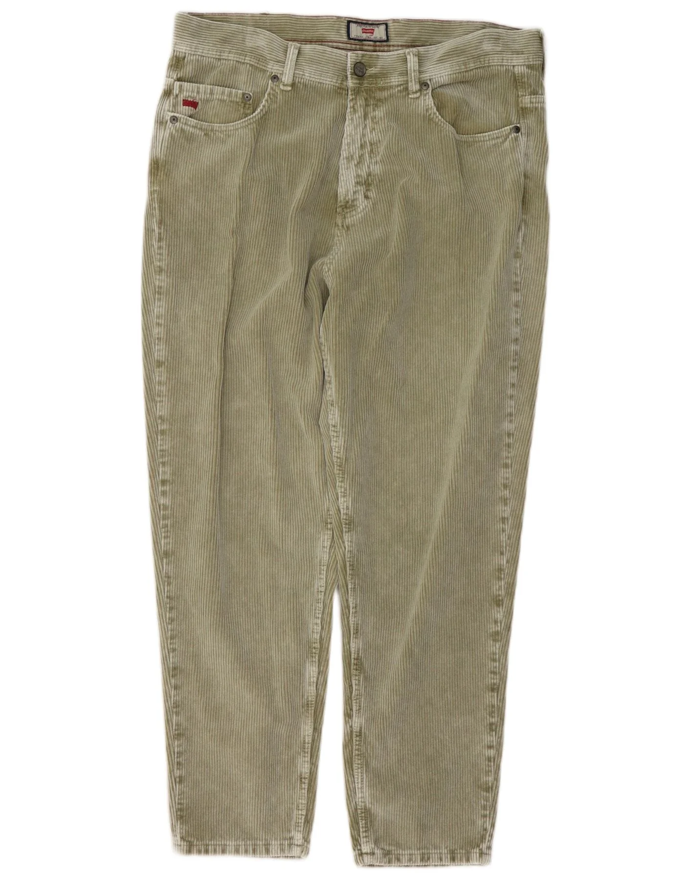 Carrera Mens Crop Tapered Corduroy Trousers W34 L26 Khaki Cotton