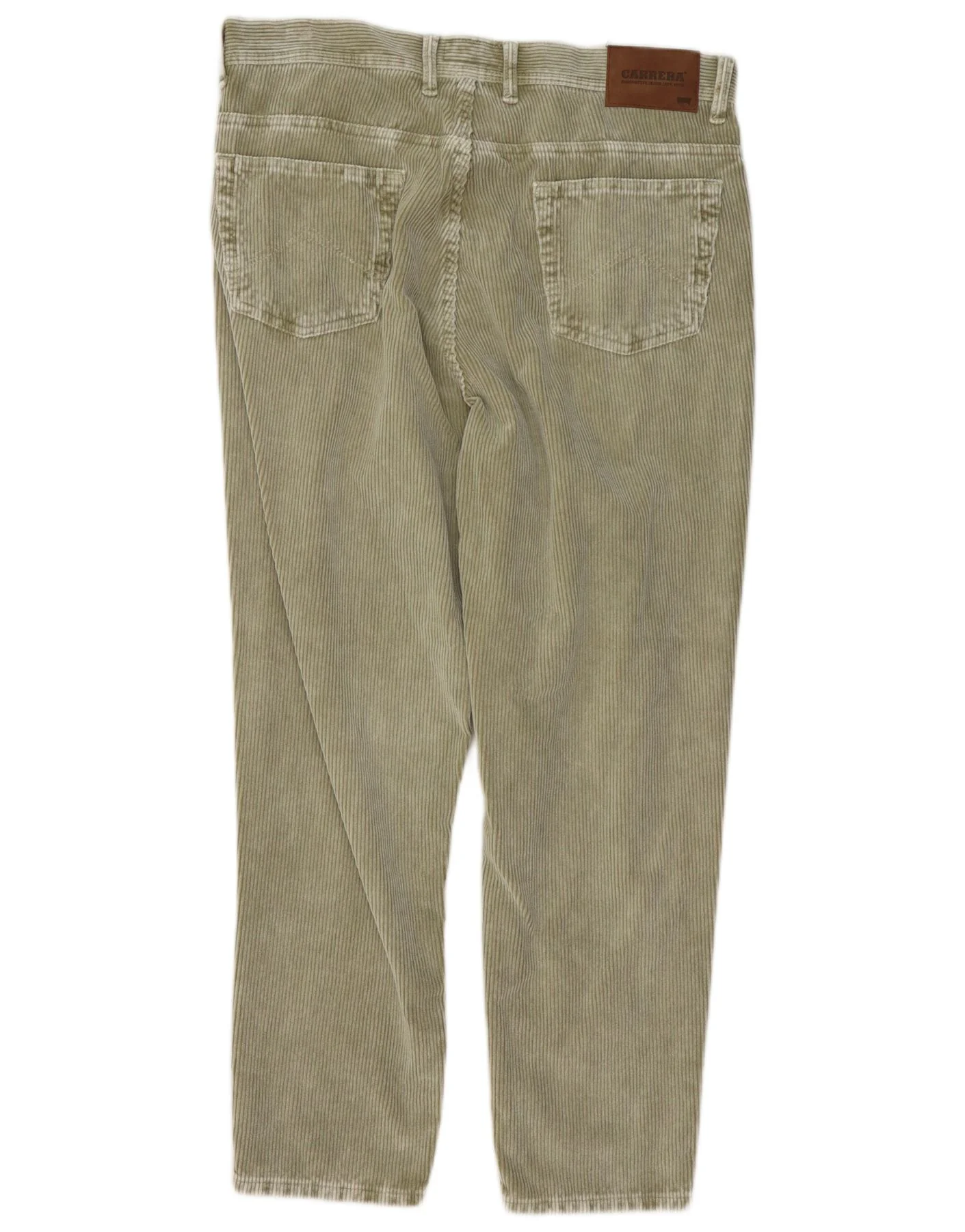 Carrera Mens Crop Tapered Corduroy Trousers W34 L26 Khaki Cotton - Image 2