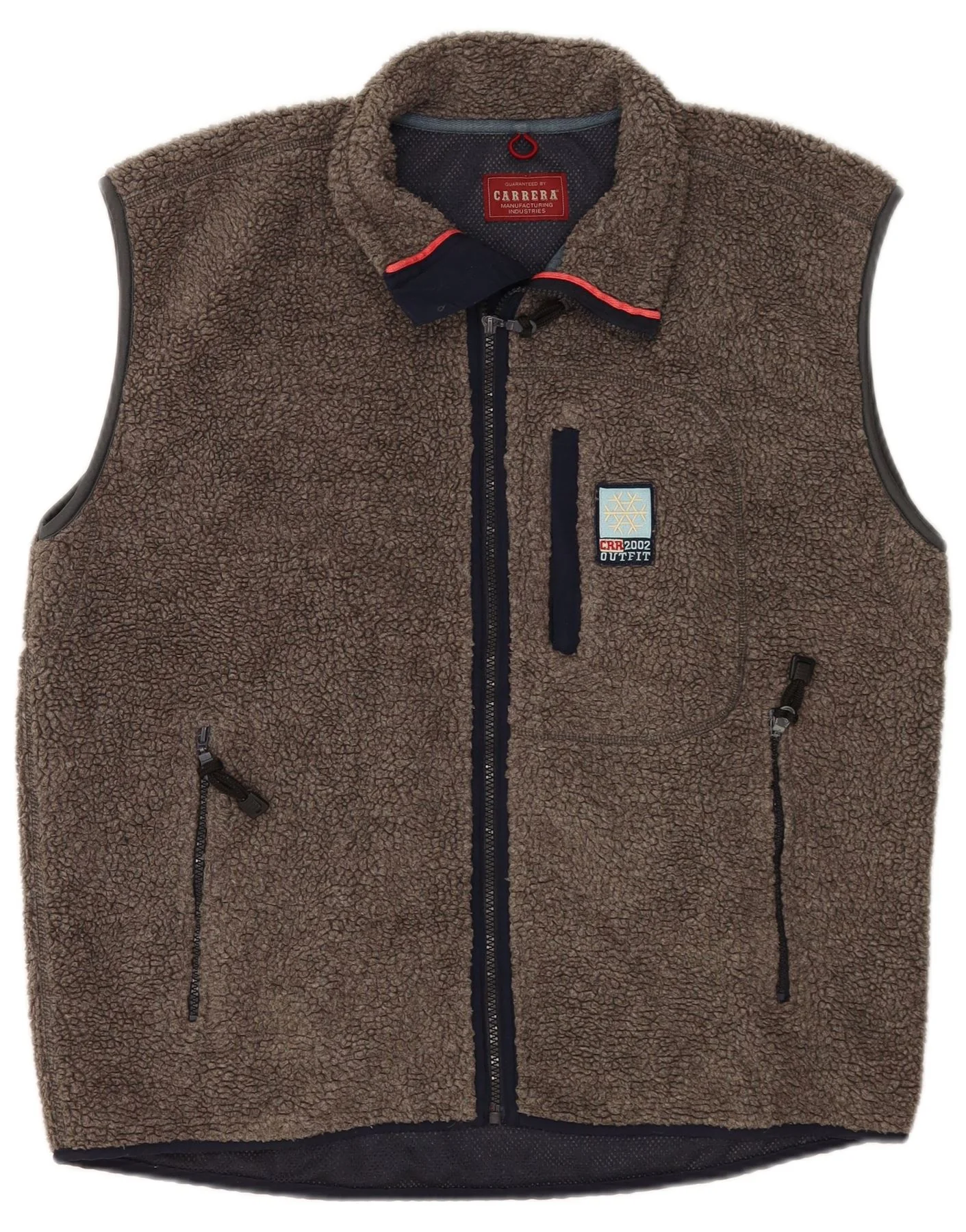 Carrera Mens Fleece Gilet UK 40 Large Brown Retro