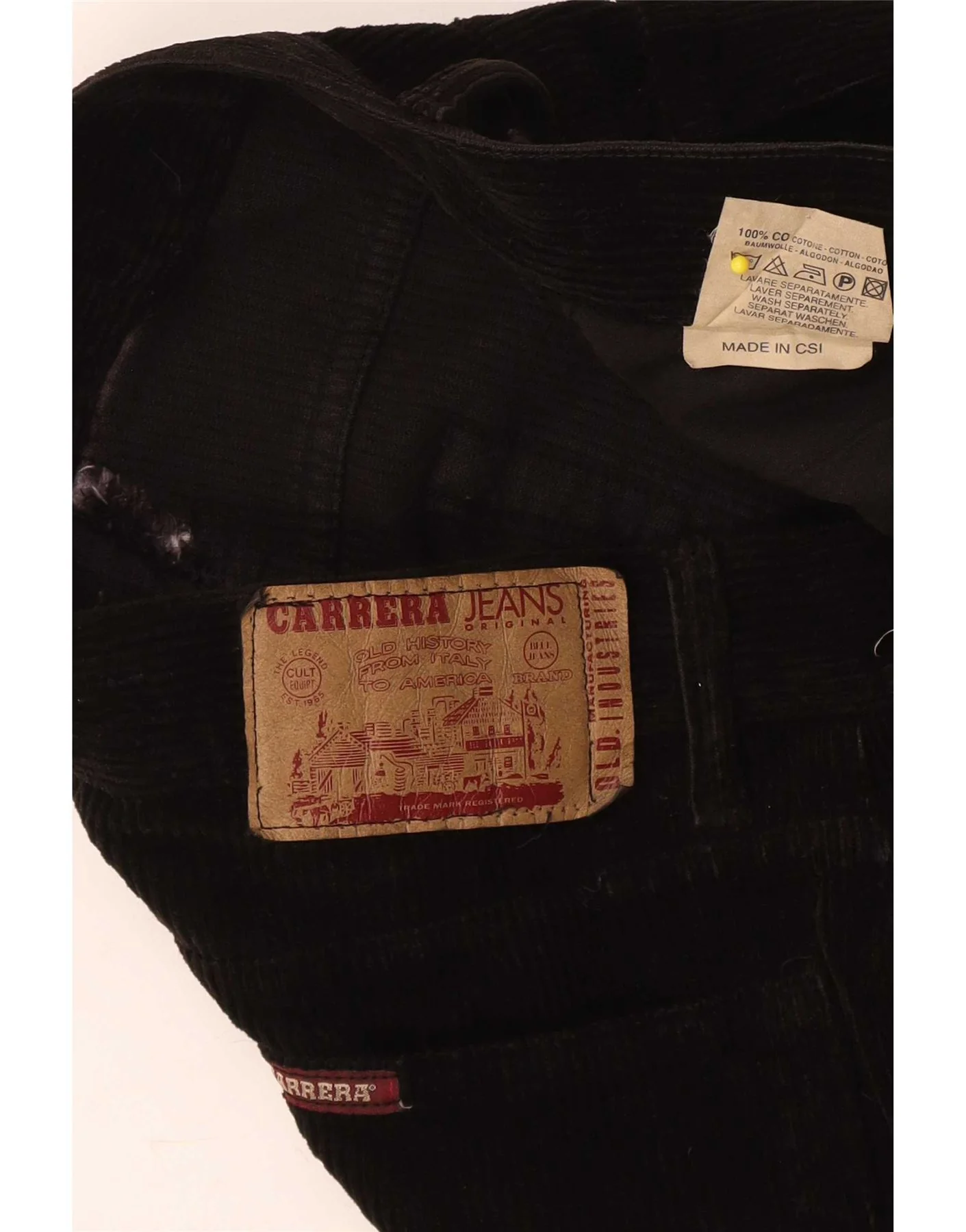 Carrera Mens Straight Corduroy Trousers W31 L28 Black Cotton - Image 4