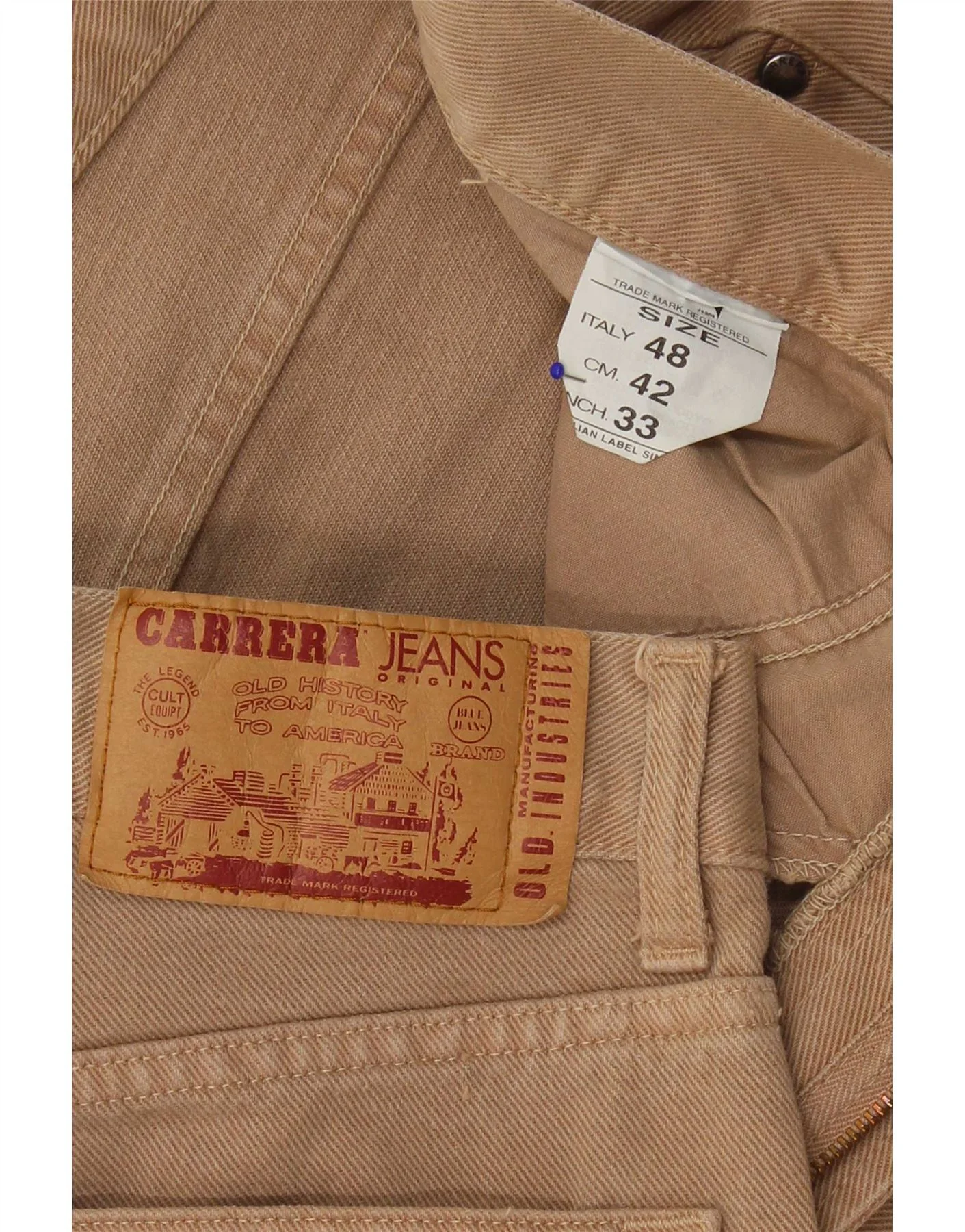 Carrera Mens Straight Jeans W33 L29 Beige Cotton - Image 3