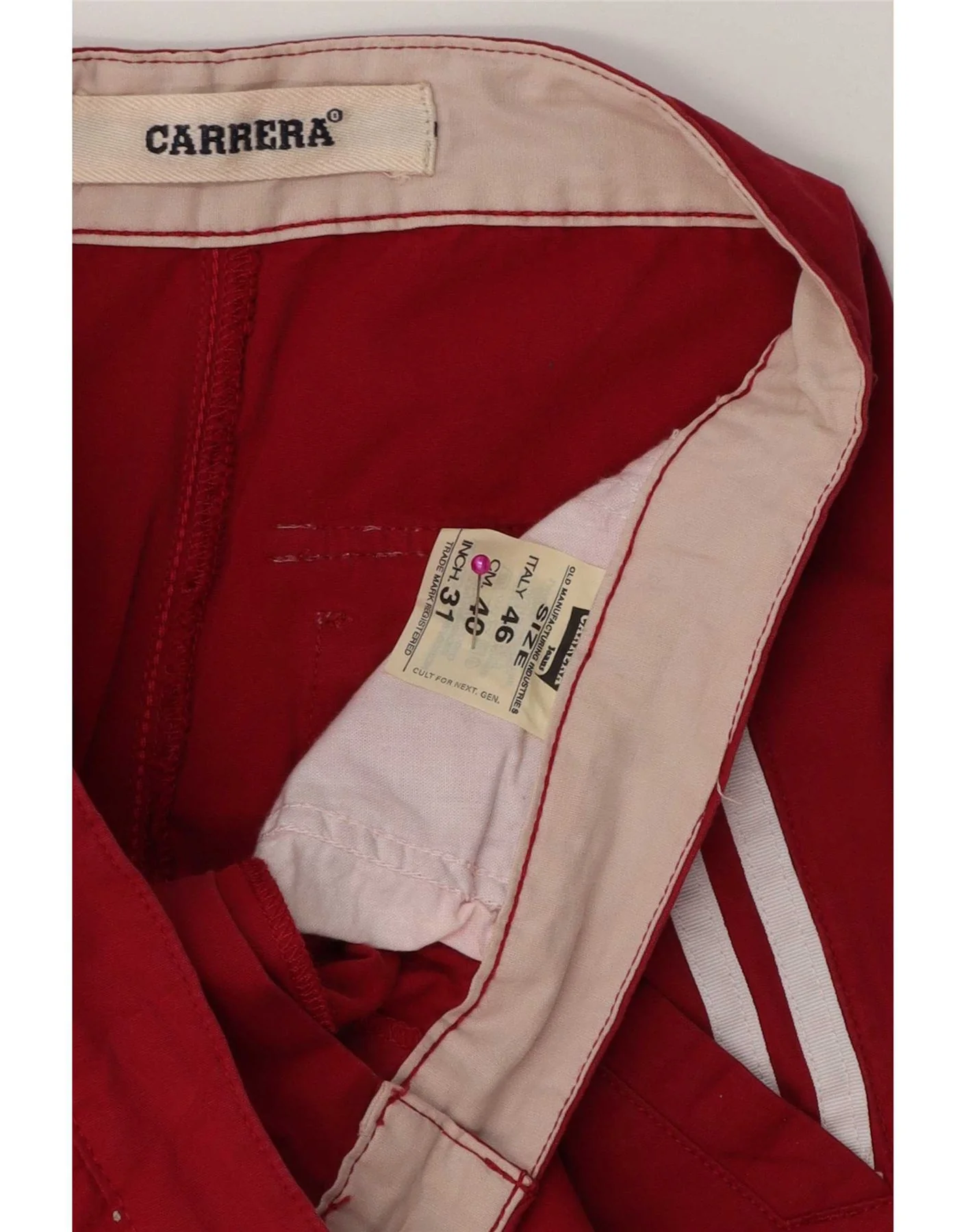 Carrera Mens Straight Trousers W31 L31 Red Cotton - Image 3