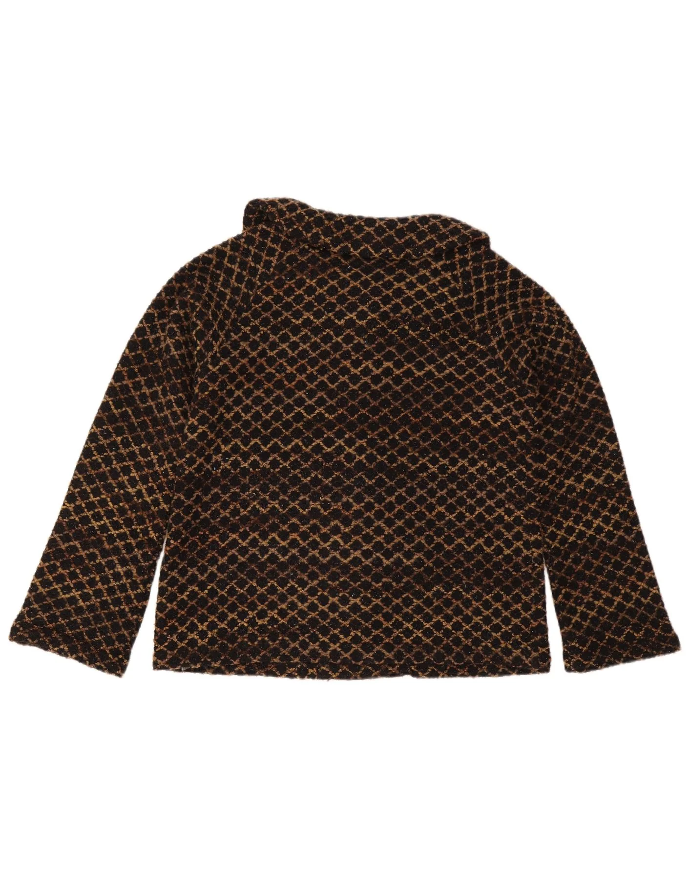 Casamia Womens Overcoat UK 14 Medium Brown Geometric Acrylic - Image 2