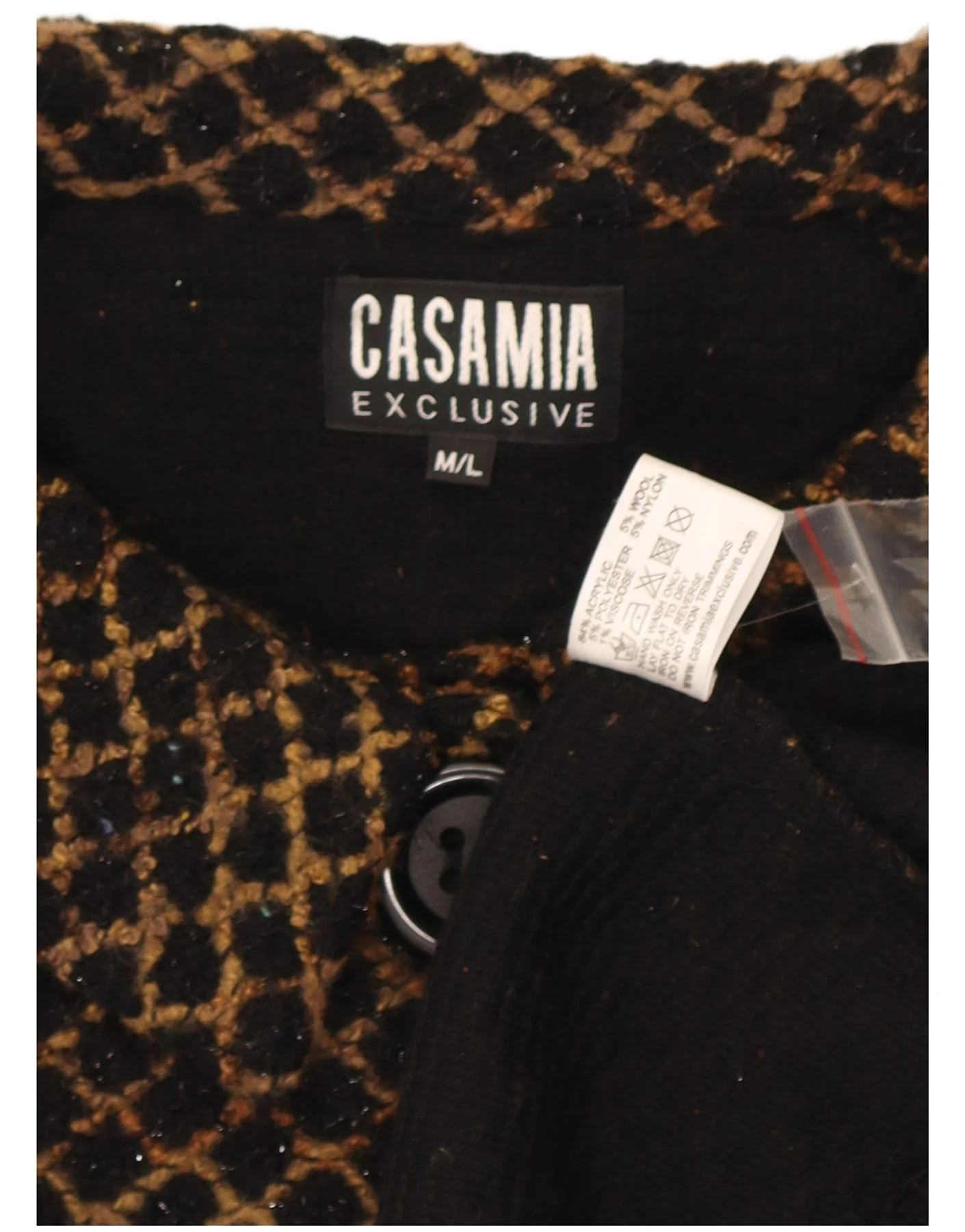 Casamia Womens Overcoat UK 14 Medium Brown Geometric Acrylic - Image 3