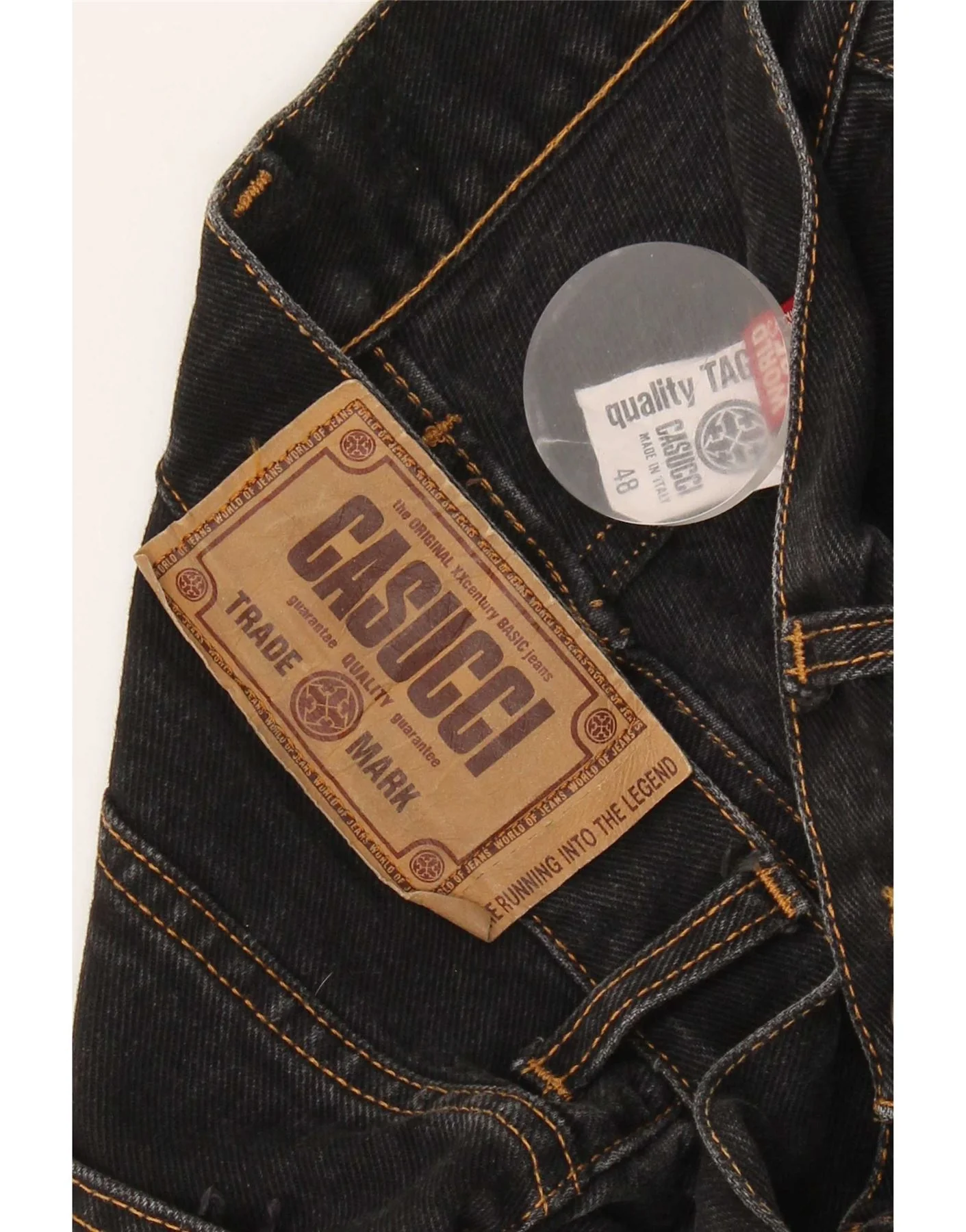 Casucci Mens Straight Jeans IT 48 Medium W30 L27 Black Cotton - Image 4