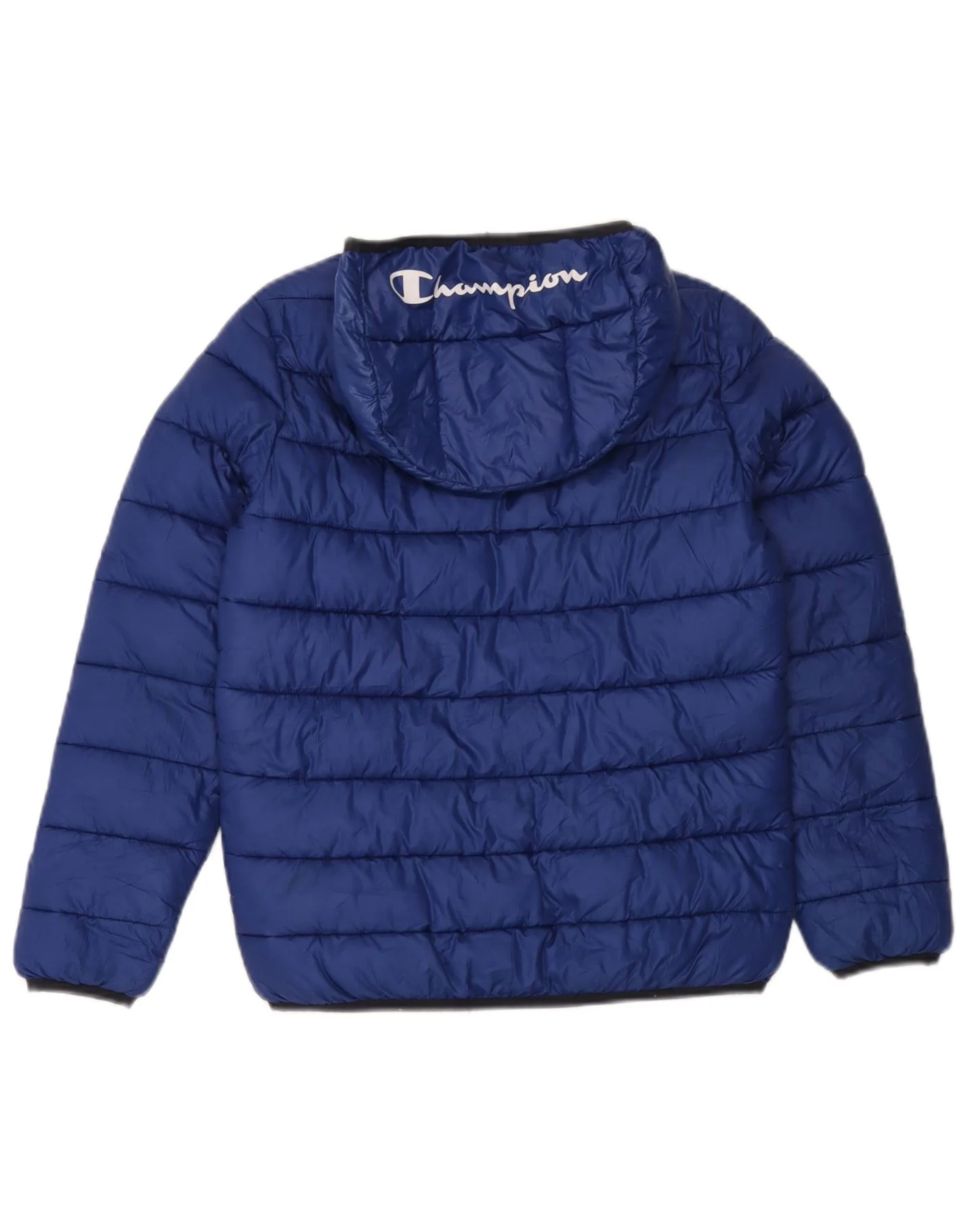 Champion Boys Graphic Hooded Padded Jacket 11-12 Years Large Blue Polyester - Image 2