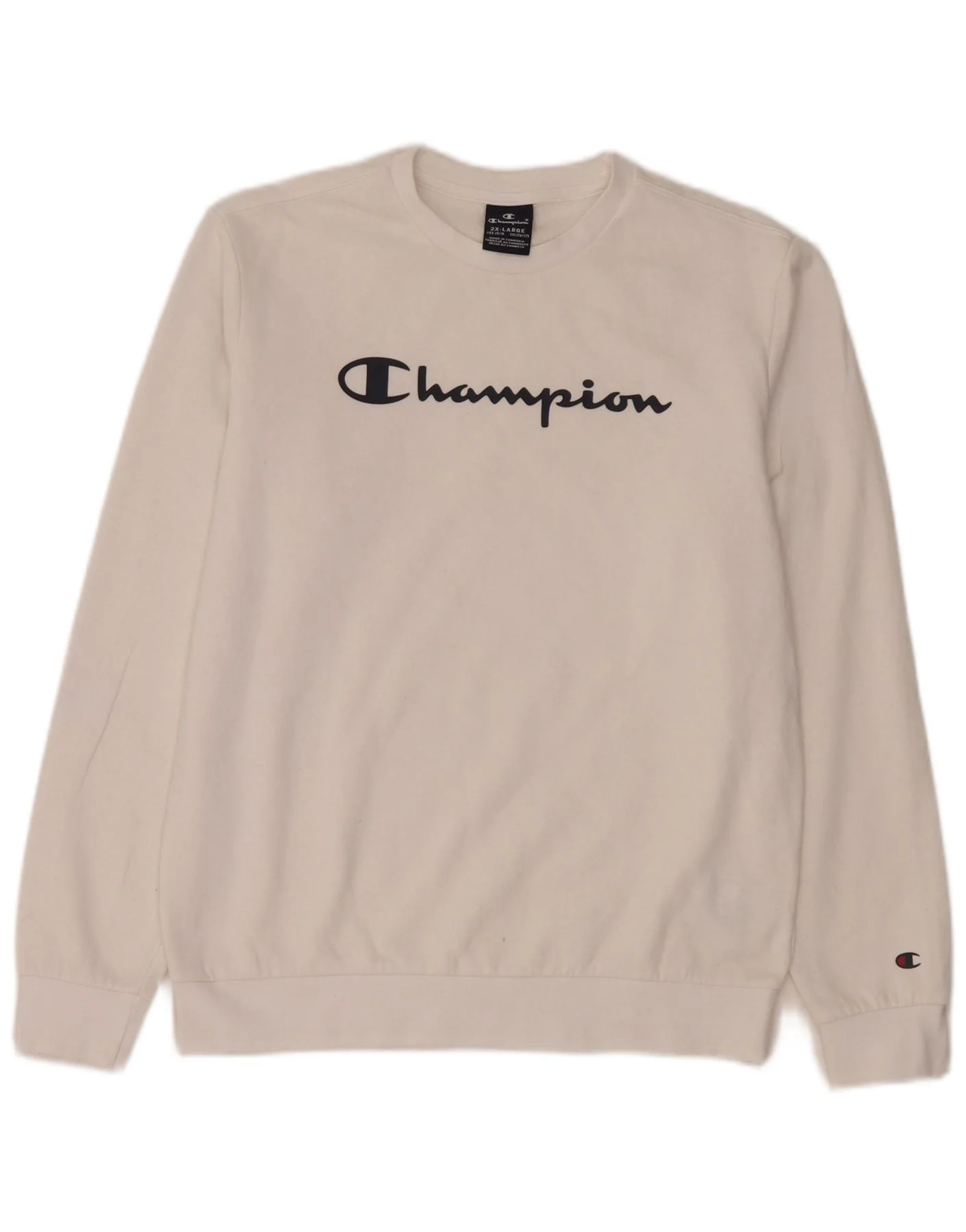 Champion Boys Graphic Sweatshirt Jumper 15-16 Years 2XL White Cotton