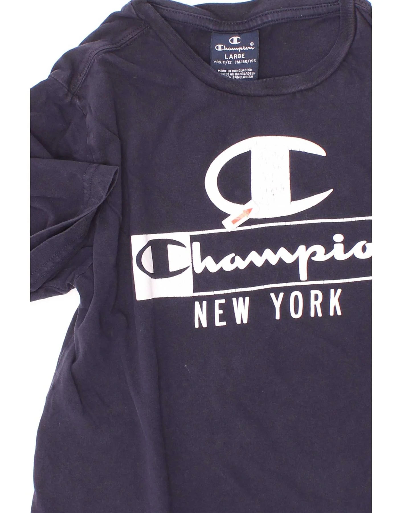 Champion Boys Graphic T-Shirt Top 11-12 Years Large Navy Blue Cotton - Image 4