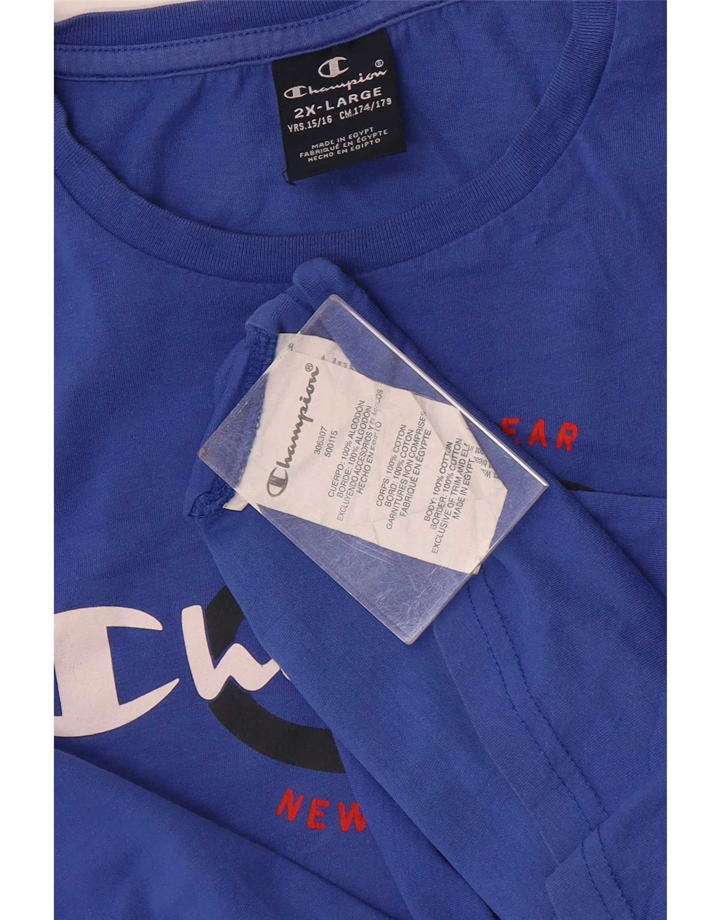 Champion Boys Graphic T-Shirt Top 15-16 Years 2XL Blue Cotton - Image 3