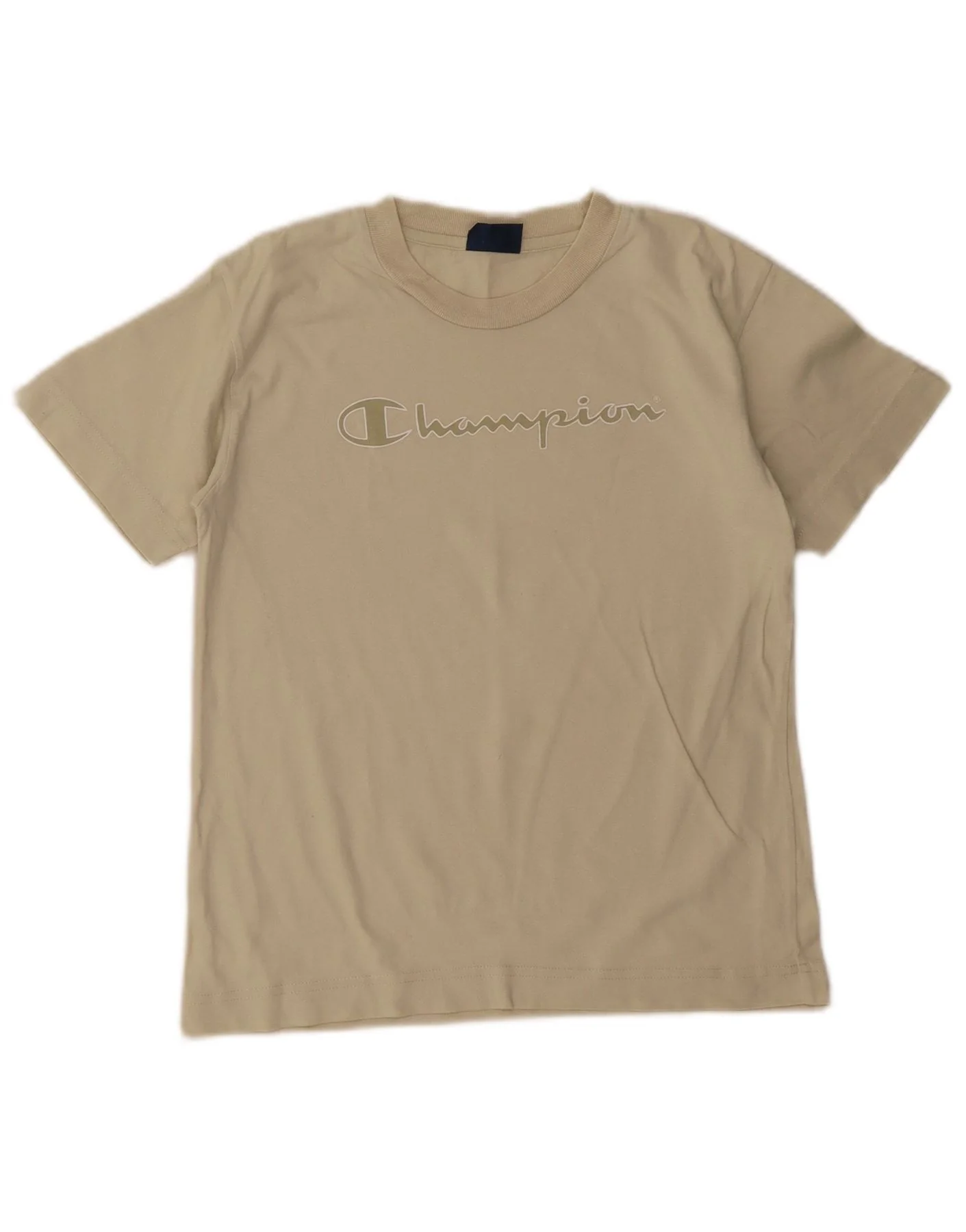 Champion Boys Graphic T-Shirt Top 9-10 Years Beige Cotton