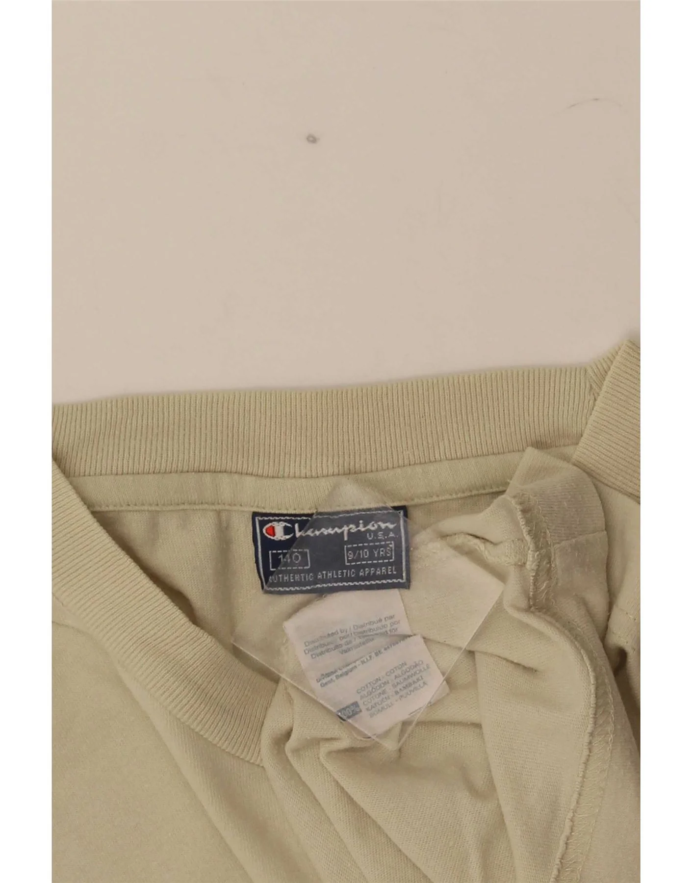 Champion Boys Graphic T-Shirt Top 9-10 Years Beige Cotton - Image 3