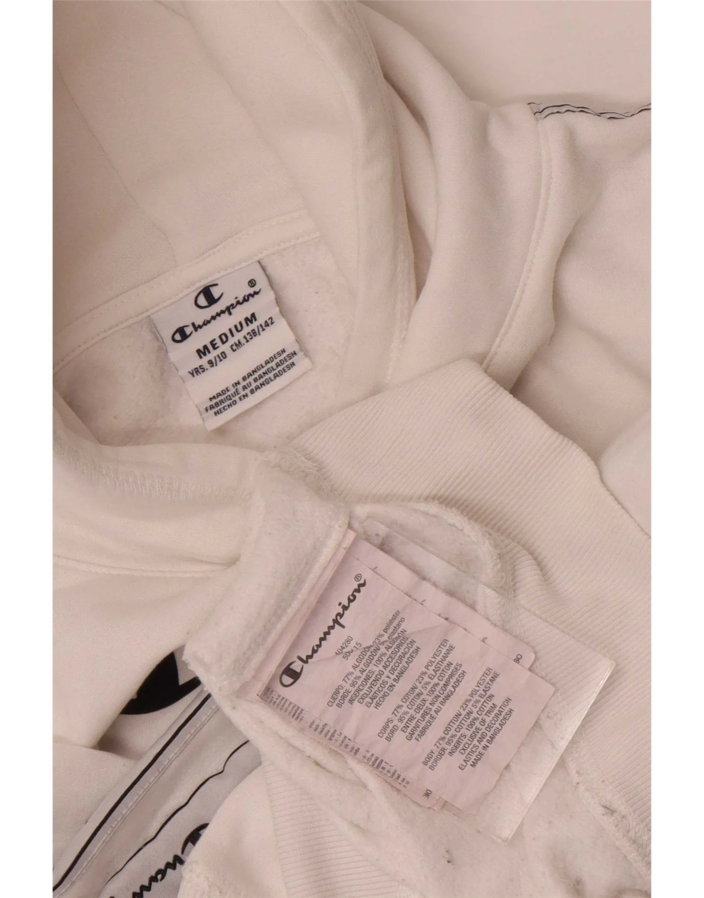 Champion Girls Graphic Hoodie Jumper 9-10 Years Medium White Cotton - Image 4
