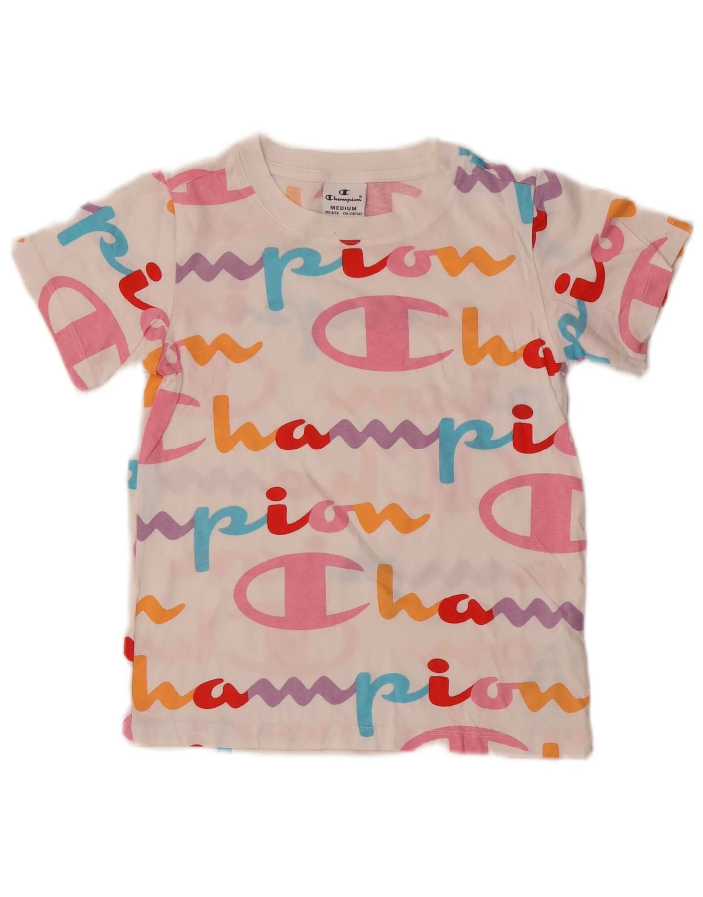 Champion Girls Graphic T-Shirt Top 9-10 Years Medium White Cotton