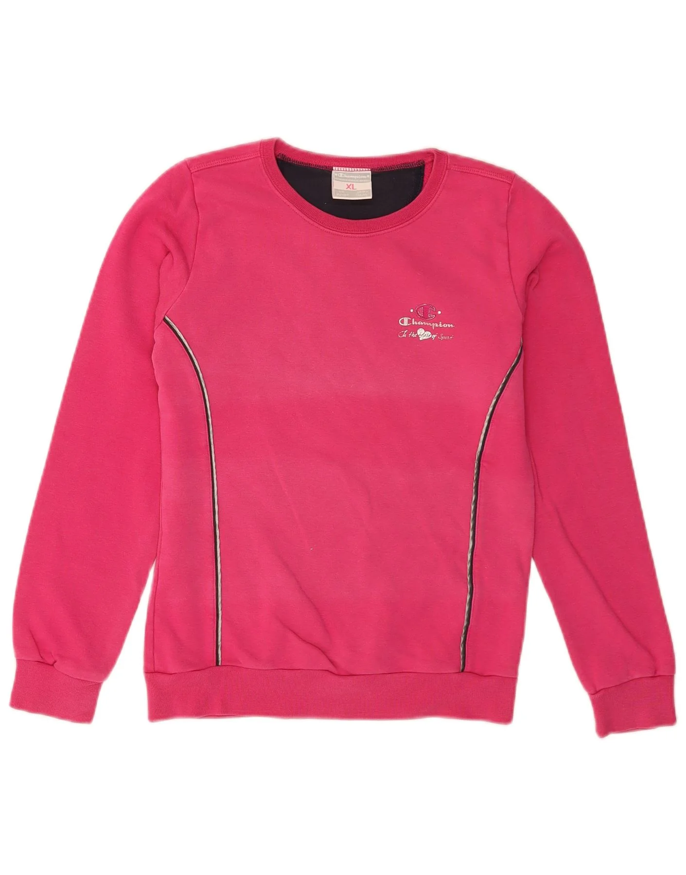 Champion Girls Sweatshirt Jumper 13-14 Years XL Pink Striped